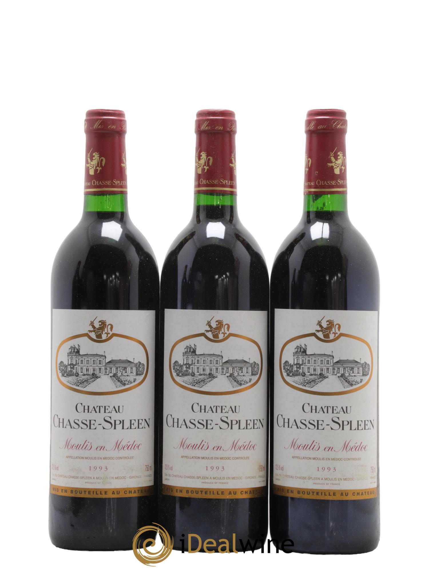 Château Chasse Spleen 1993 - Lot de 3 bouteilles - 0