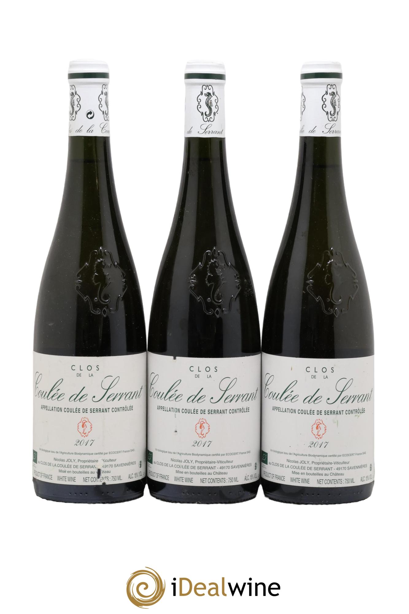Savennières Clos de la Coulée de Serrant Vignobles de la Coulée de Serrant - Nicolas Joly 2017 - Lot of 3 bottles - 0