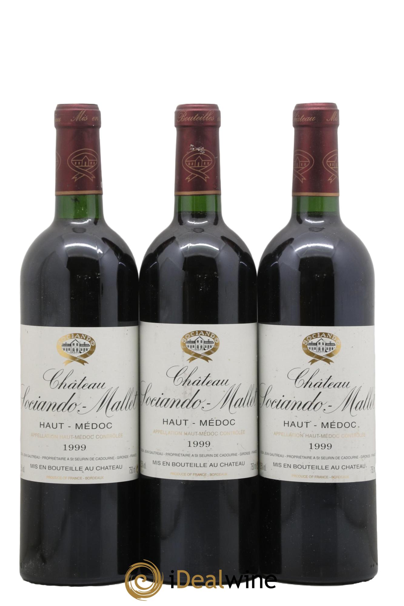 Château Sociando Mallet 1999 - Lot de 3 bouteilles - 0