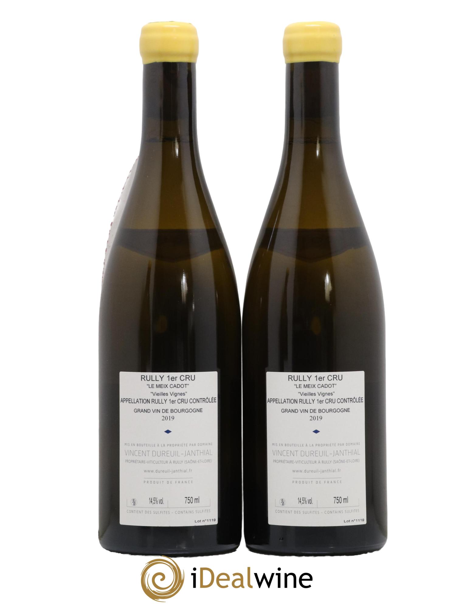 Rully 1er Cru Le Meix Cadot Vieilles Vignes Vincent Dureuil-Janthial 2019 - Lot de 2 bouteilles - 1