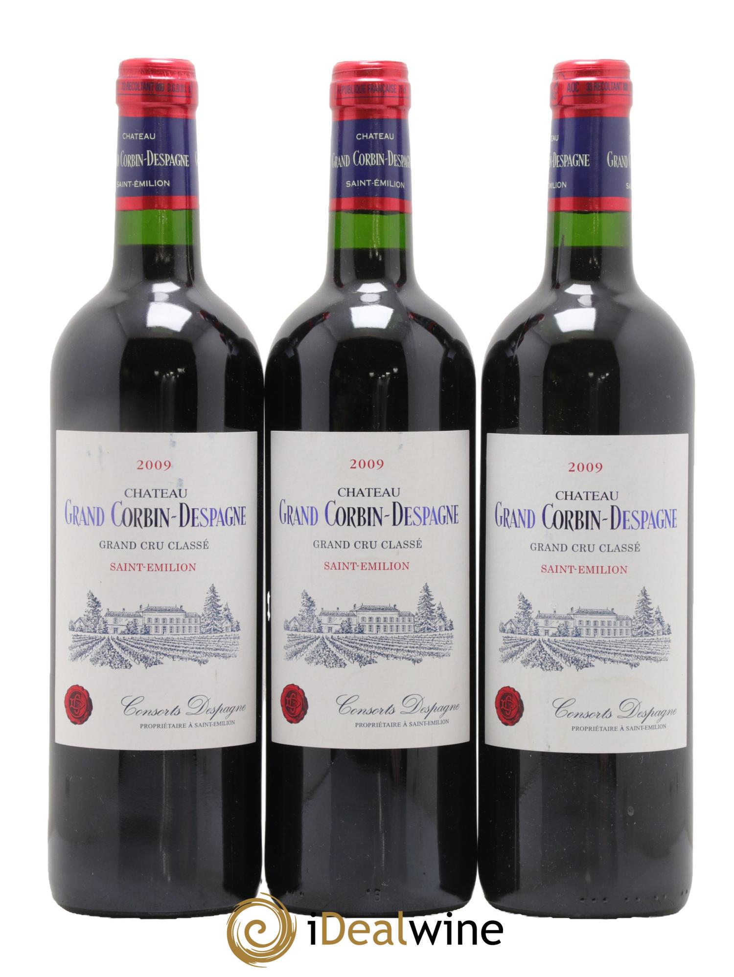 Château Grand Corbin Despagne Grand Cru Classé 2009 - Lot de 3 bouteilles - 0