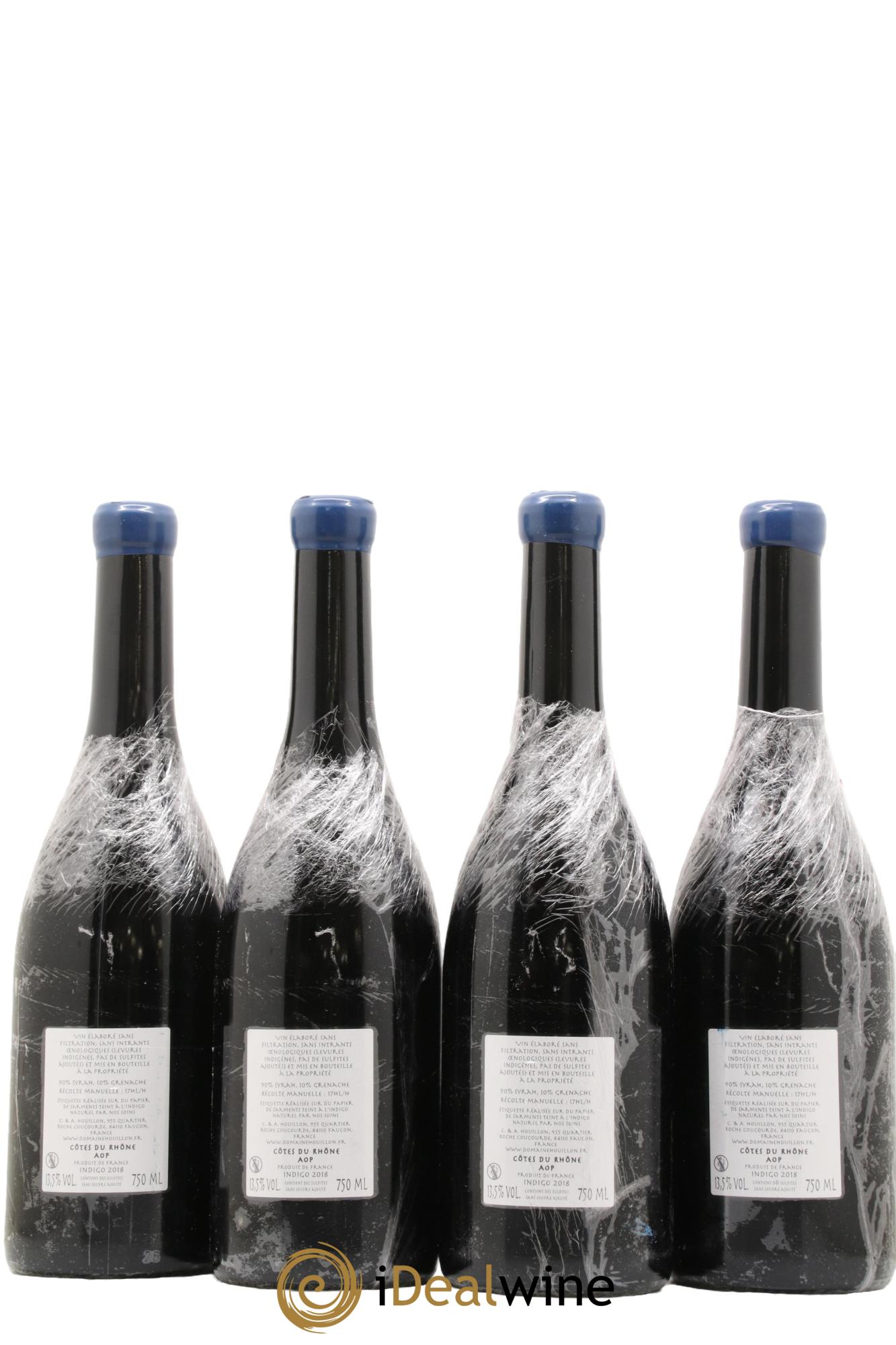 Vin de France (anciennement Côtes-du-Rhône) Indigo Aurélien et Charlotte Houillon 2018 - Lot de 4 bouteilles - 1