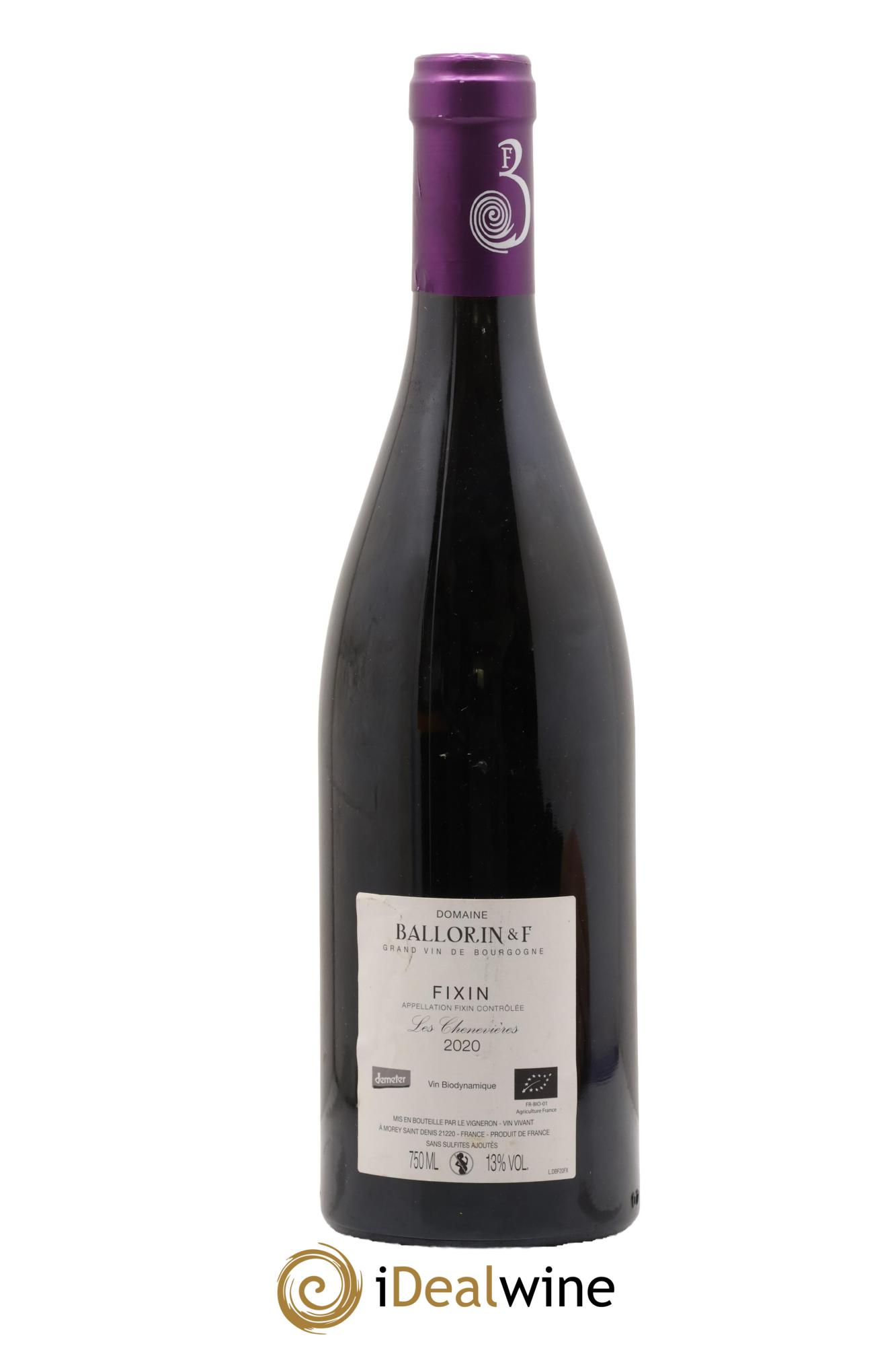 Fixin Chenevières Domaine Ballorin 2020 - Lot de 1 bouteille - 1