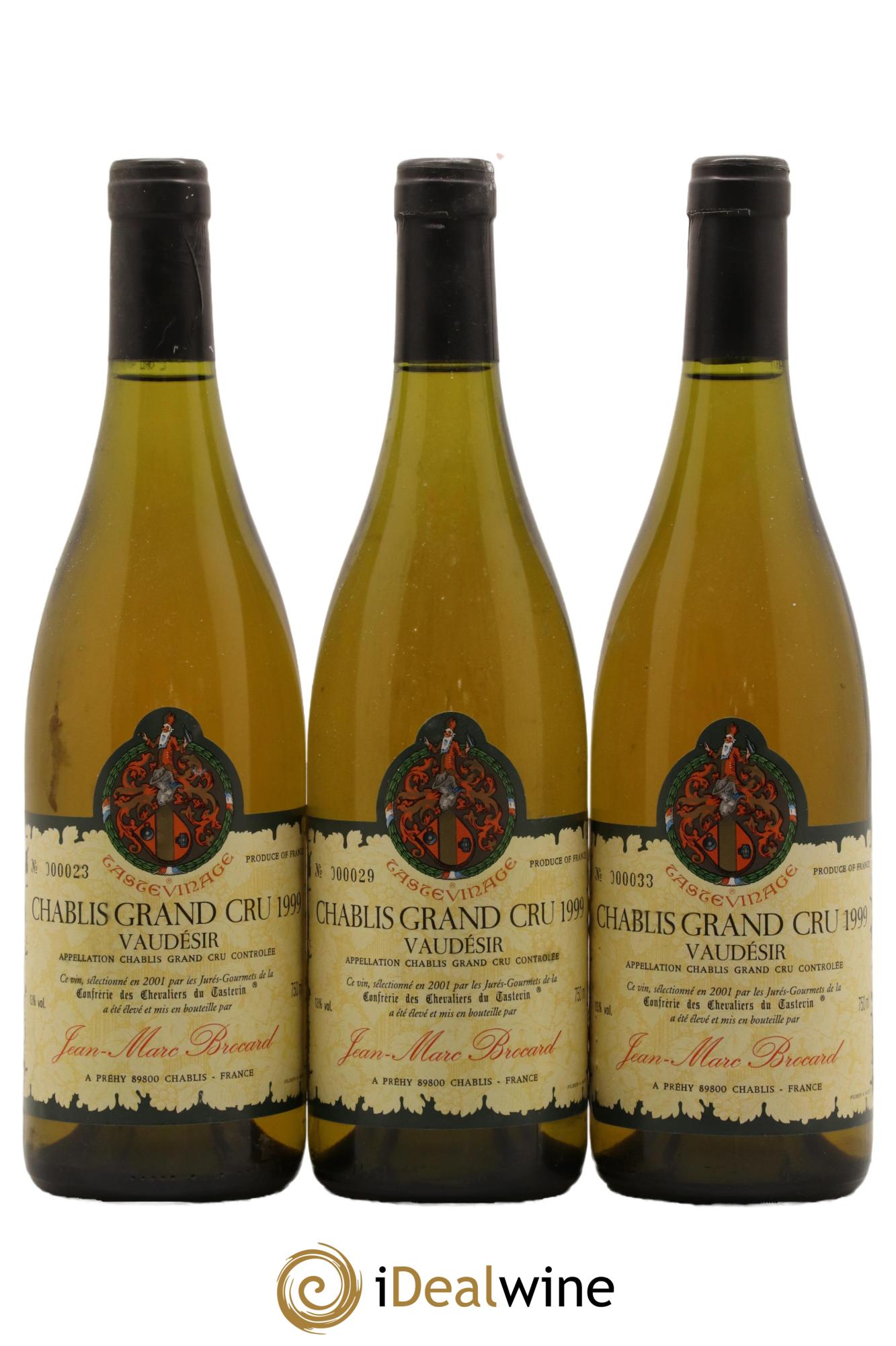 Chablis Grand Cru Vaudesir Jean-Marc Brocard (Domaine) Tastevinage 1999 - Lot de 3 bouteilles - 0