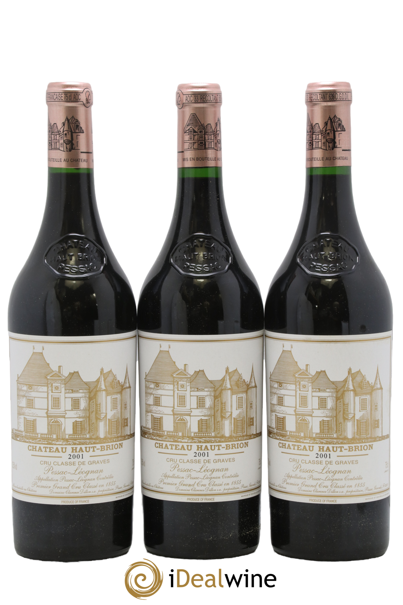 Château Haut Brion 1er Grand Cru Classé 2001 - Lot de 3 bouteilles - 0
