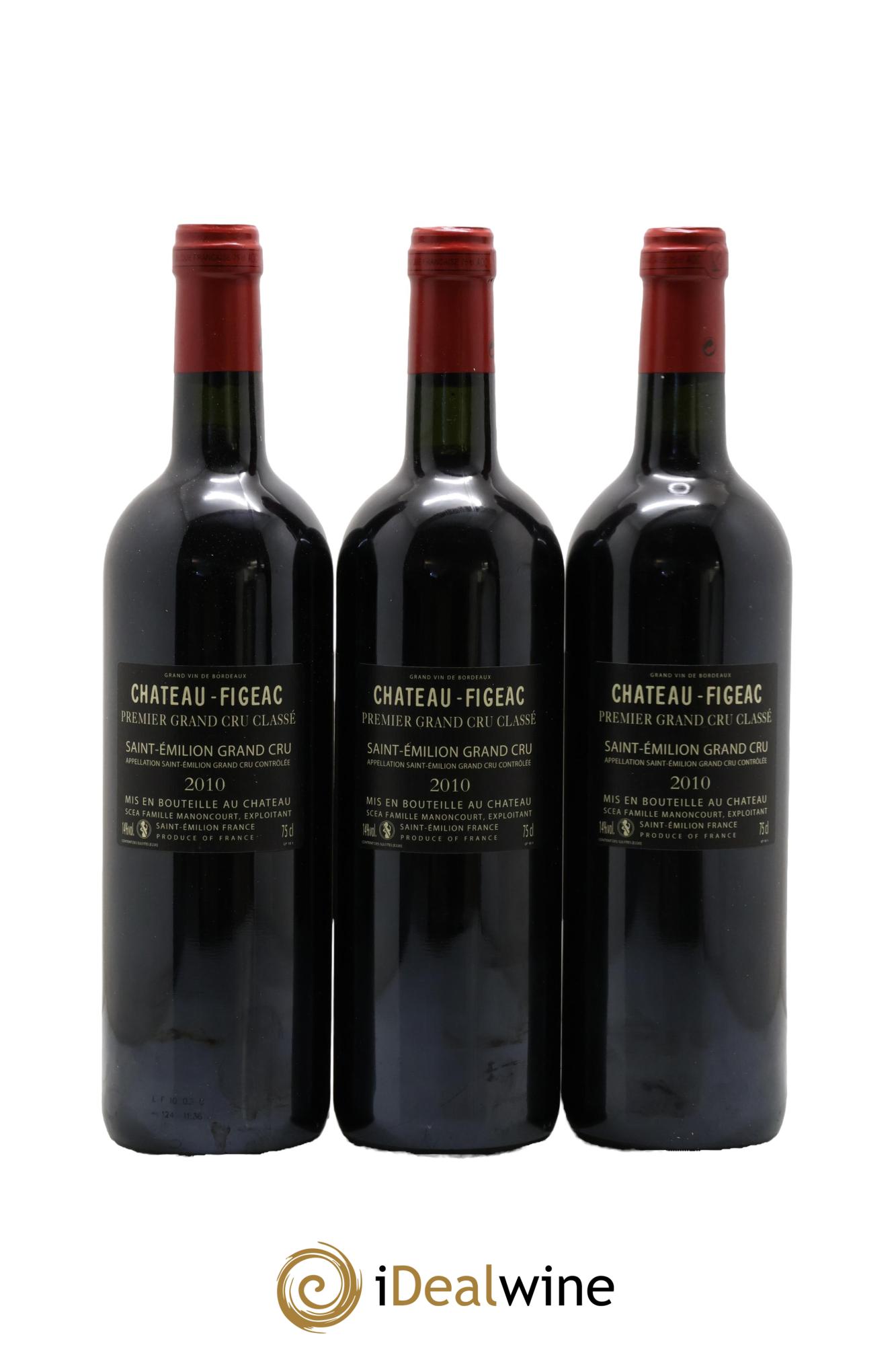 Château Figeac 1er Grand Cru Classé A 2010 - Lotto di 3 bottiglie - 1