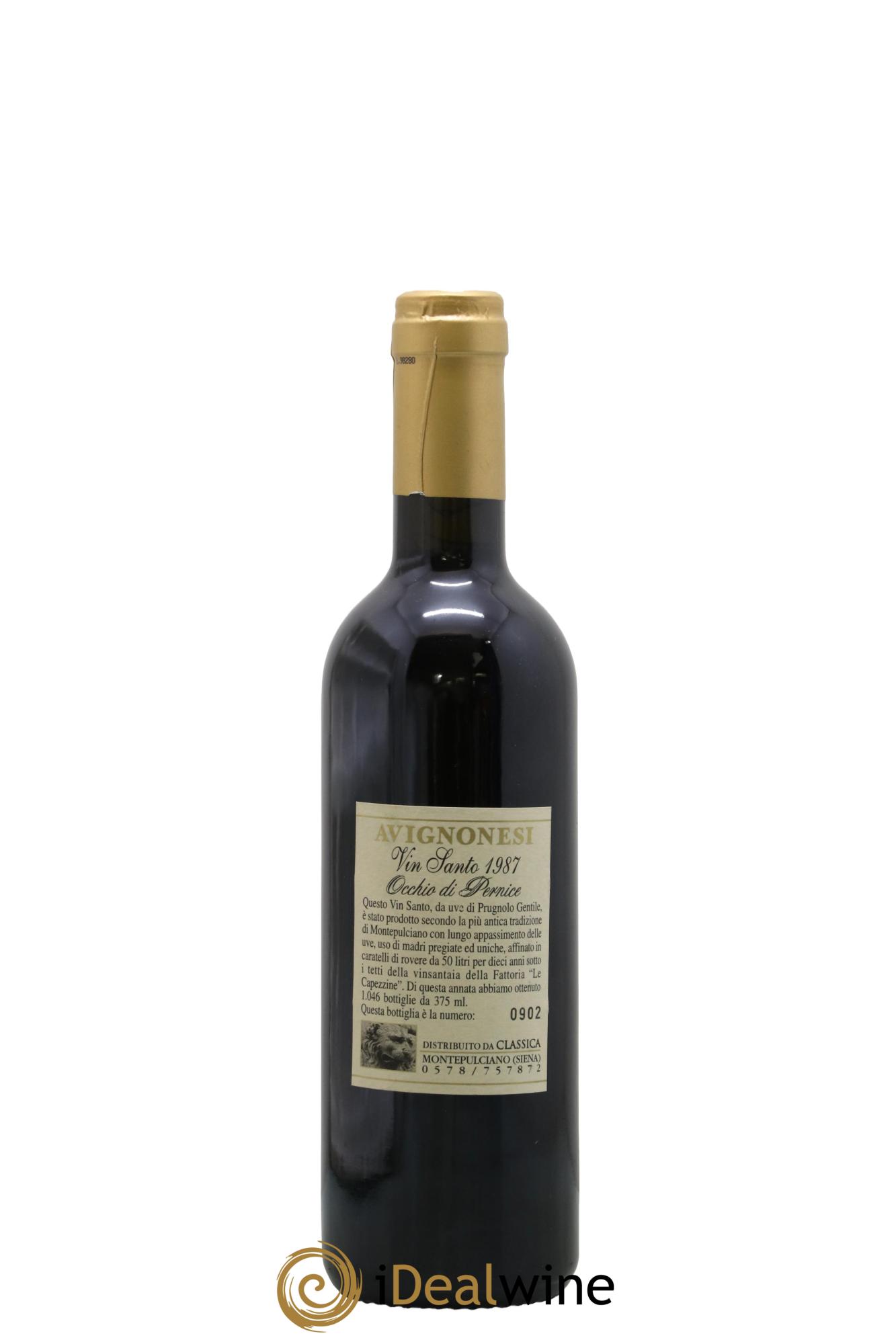 Italie Vino Da Tavola di Toscana Vin Santo Occhio di Pernice Avignonesi 1987 - Posten von 1 Demi-Flasche - 1