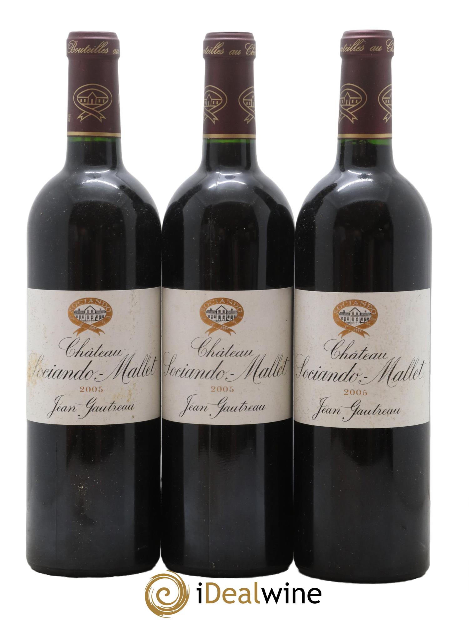 Château Sociando Mallet 2005 - Lot de 3 bouteilles - 0