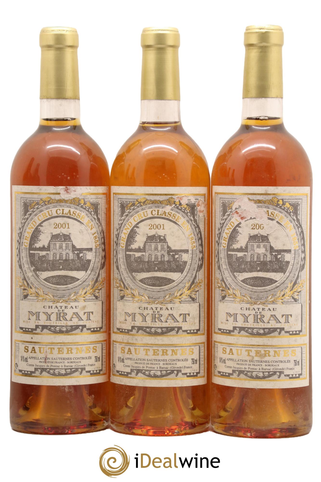Château de Myrat 2ème Grand Cru Classé 2001 - Lotto di 3 bottiglie - 0