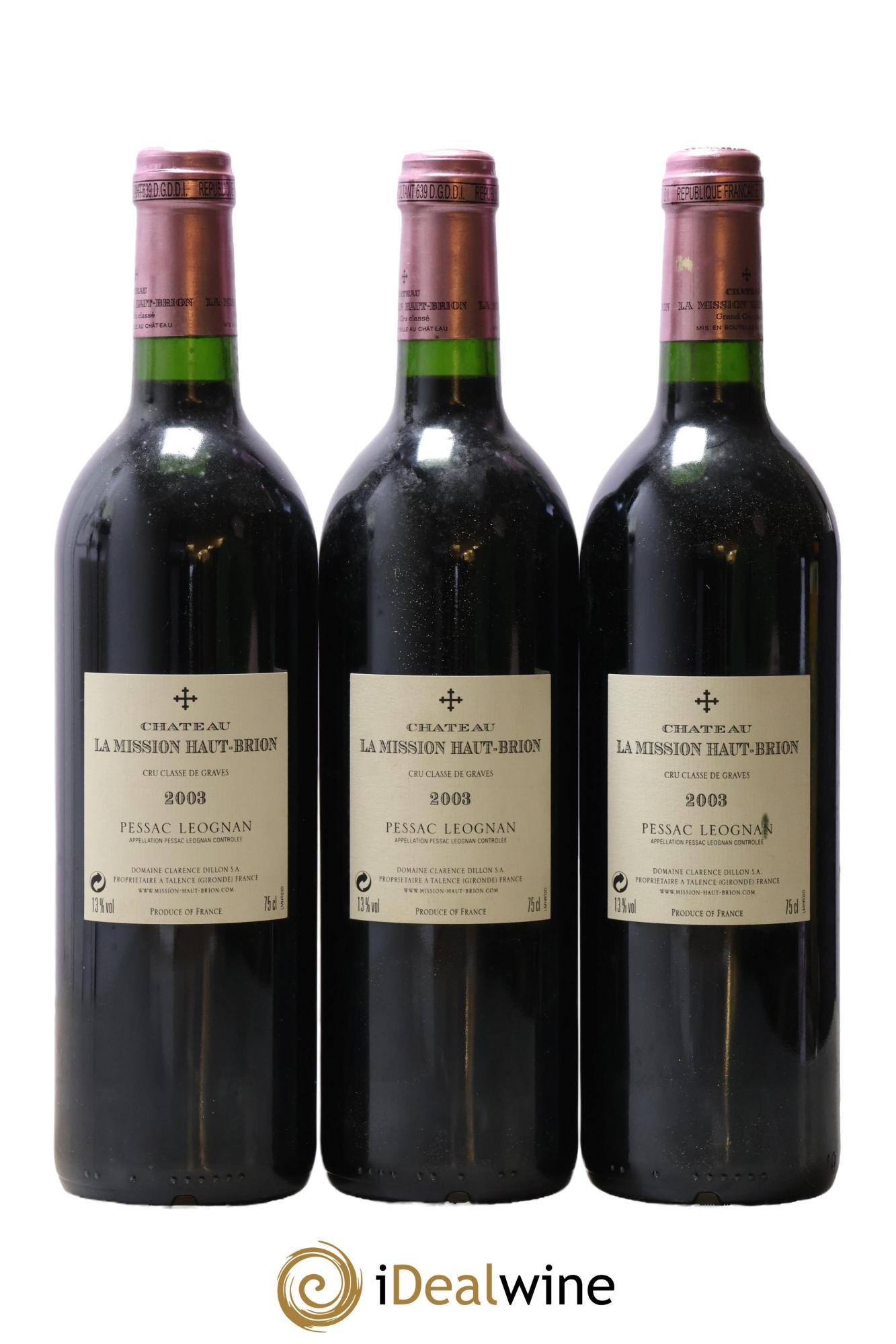 Château la Mission Haut-Brion Cru Classé de Graves 2003 - Lot de 3 bouteilles - 1