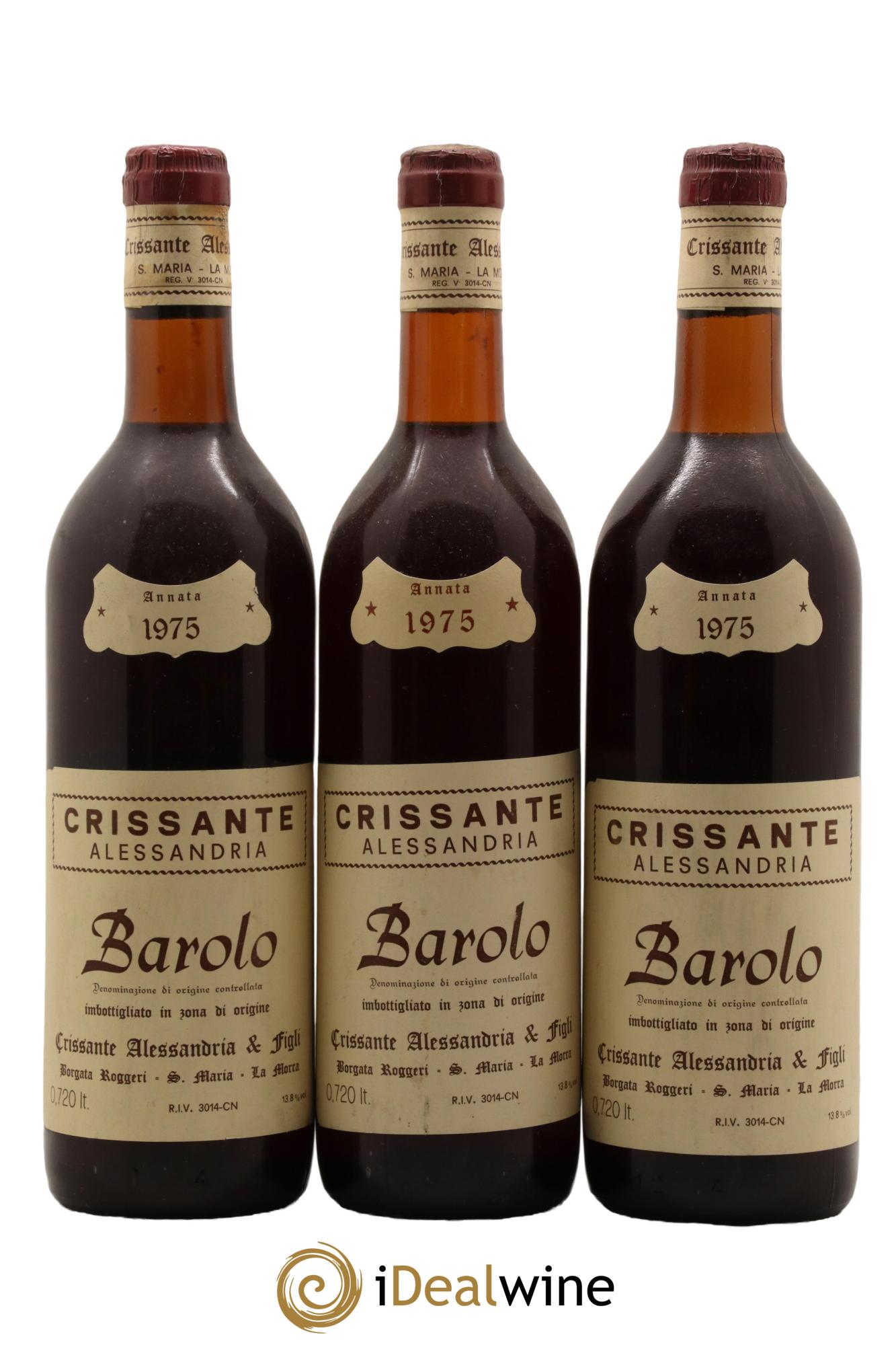 Barolo Crissante Alessandria 1975 - Lot de 3 bouteilles - 0