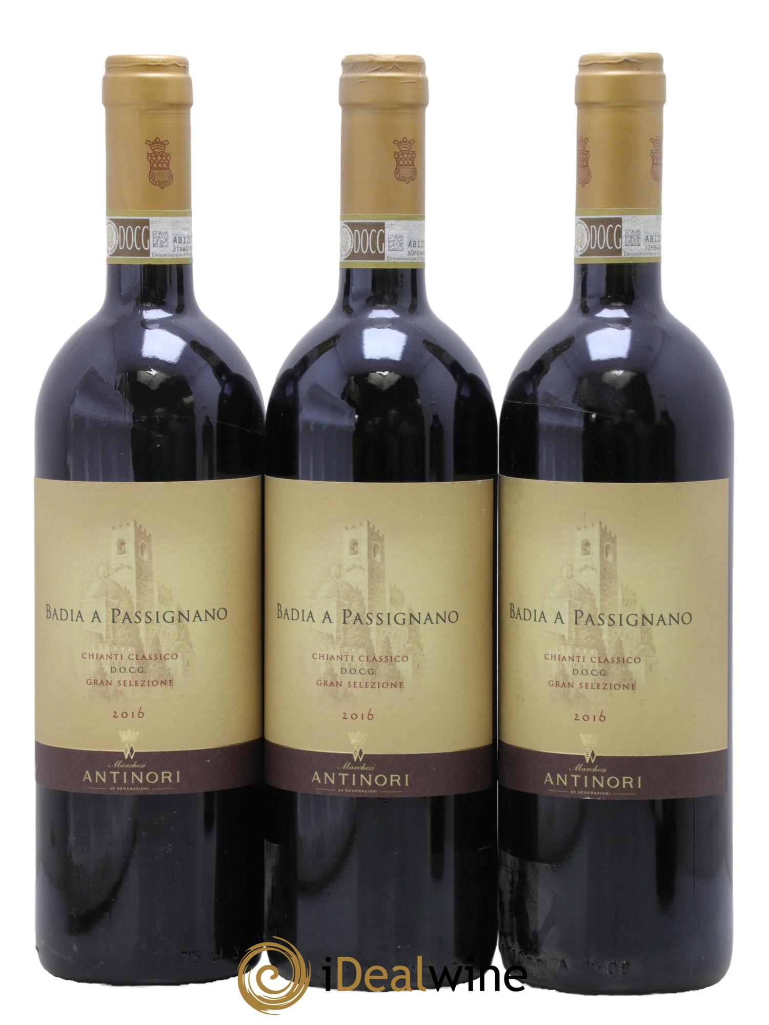 Chianti Classico DOCG Piero Antinori Badia a Passignano Gran Selezione  Marchesi Antinori 2016 - Lot de 3 bouteilles - 0