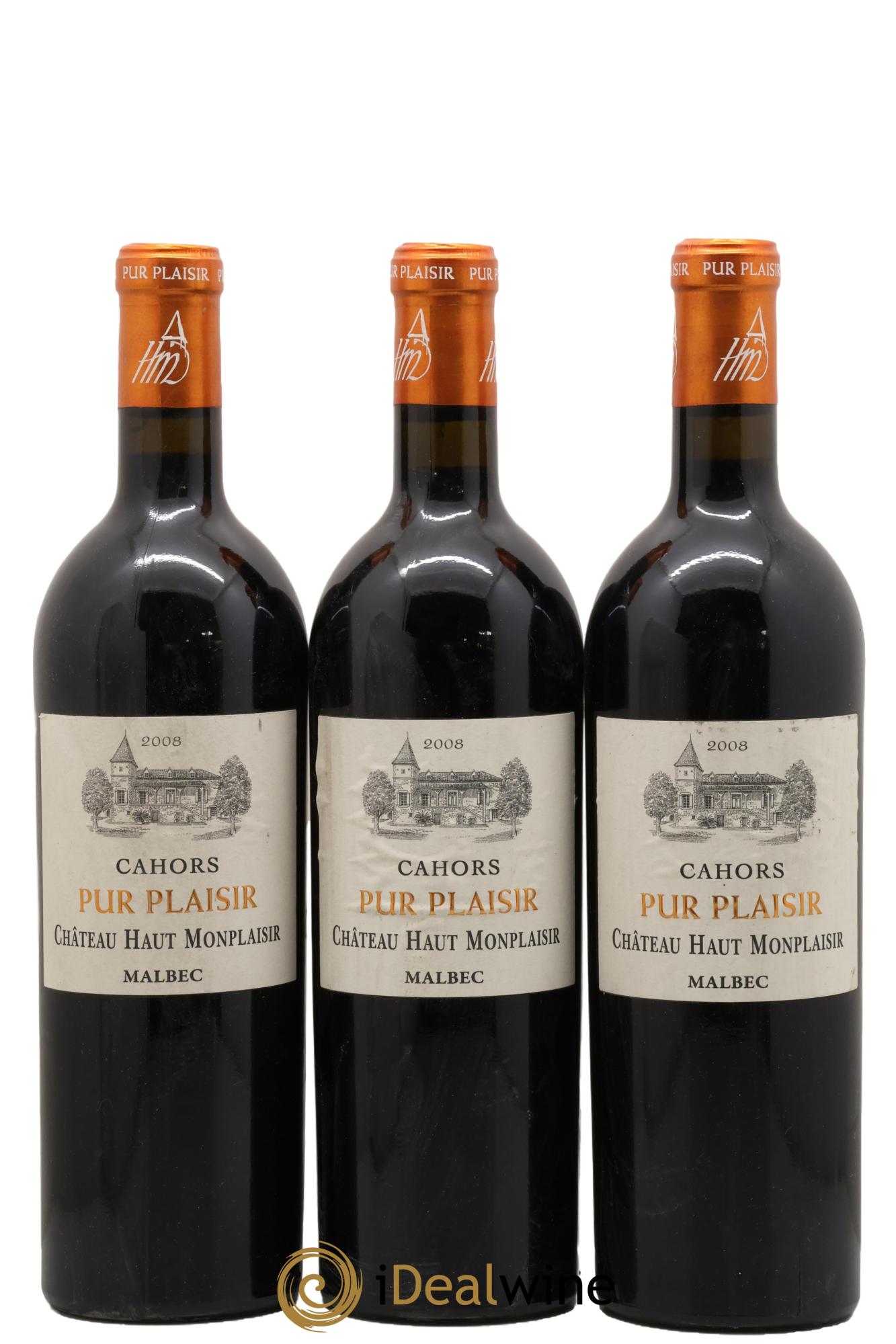 Cahors Pur Plaisir Château Haut- Montplaisir 2008 - Lot de 3 bouteilles - 0