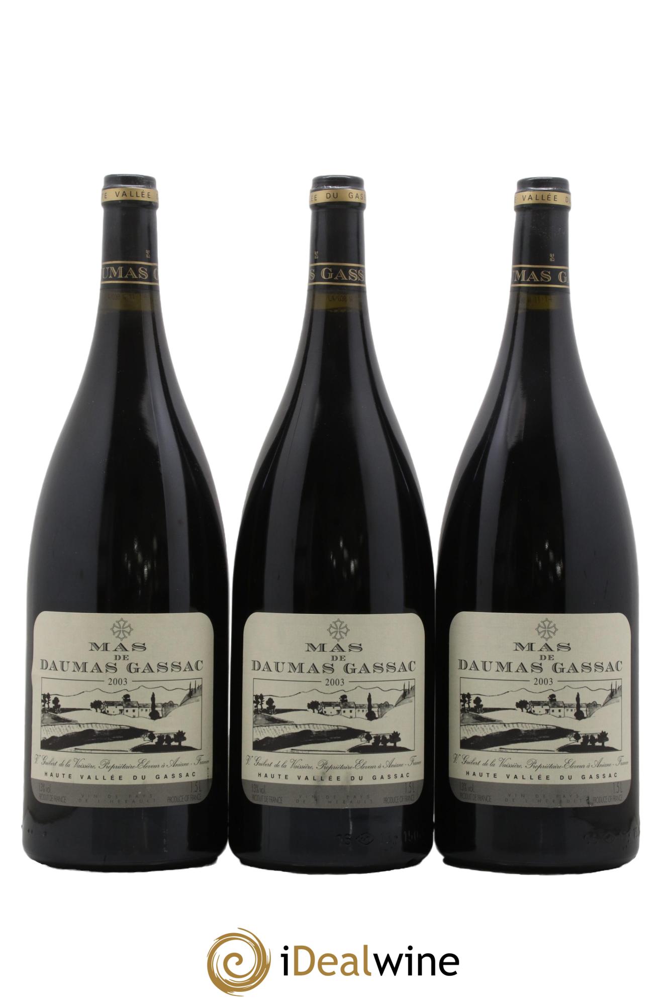 IGP Pays d'Hérault (Vin de Pays de l'Hérault) Mas de Daumas Gassac 2003 - Lot de 3 magnums - 0