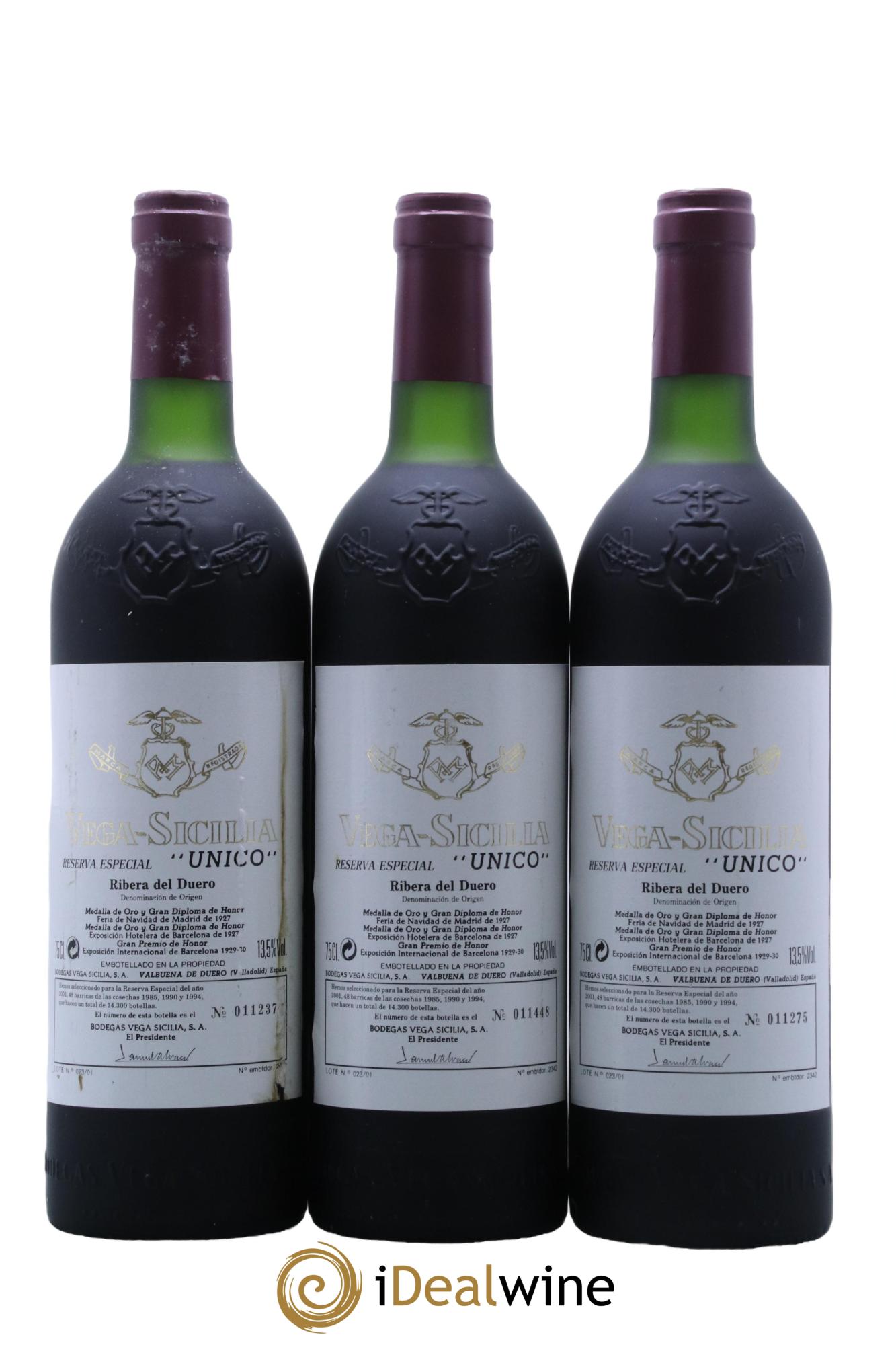Ribera Del Duero Vega Sicilia Unico Reserva Especial Famille Alvarez - Lot de 3 bouteilles - 0