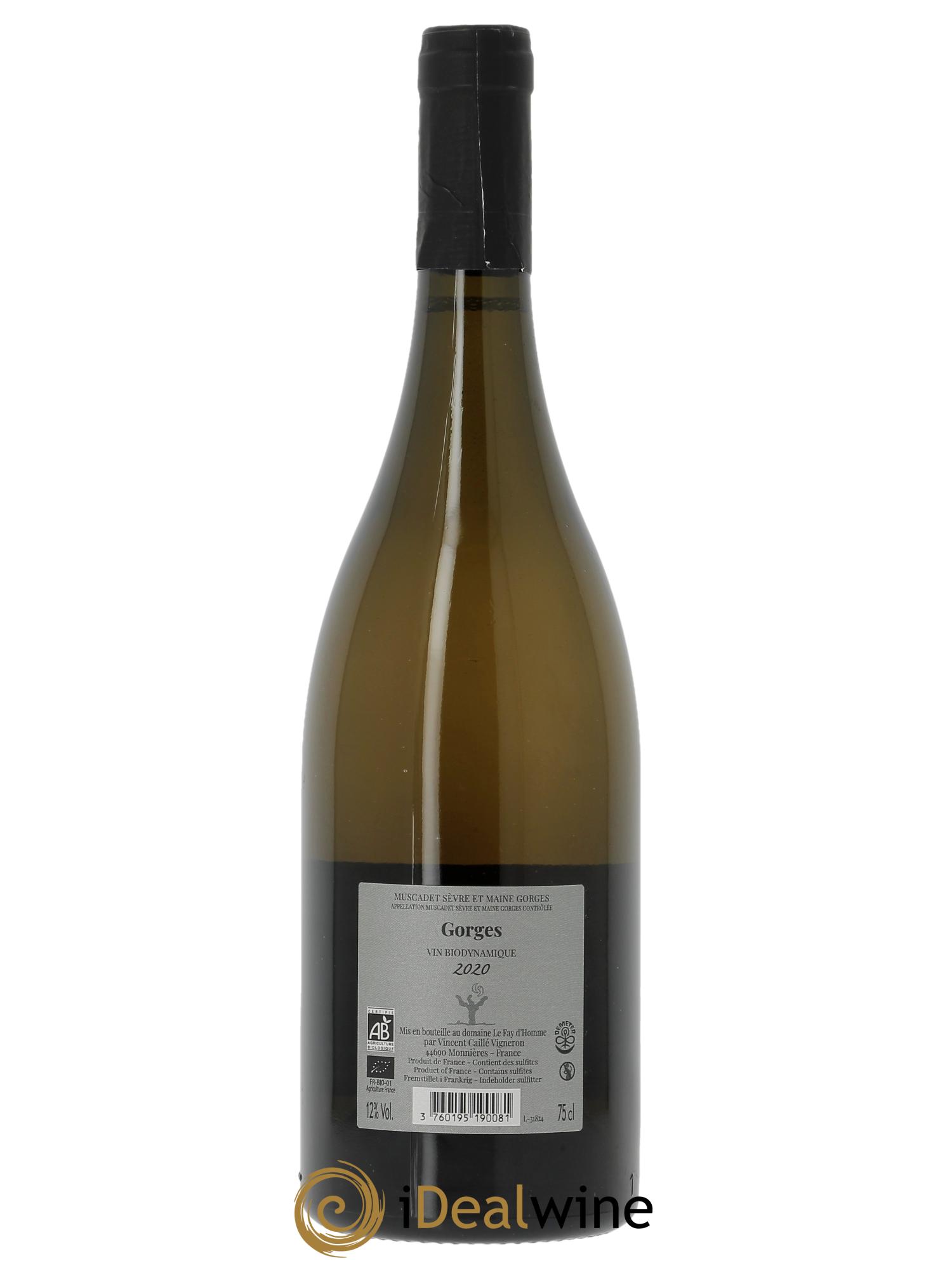 Muscadet-Sèvre-et-Maine Gorges Gabbro (30 mois sur lies) Le Fay d'Homme 2020 - Lot de 1 bouteille - 1