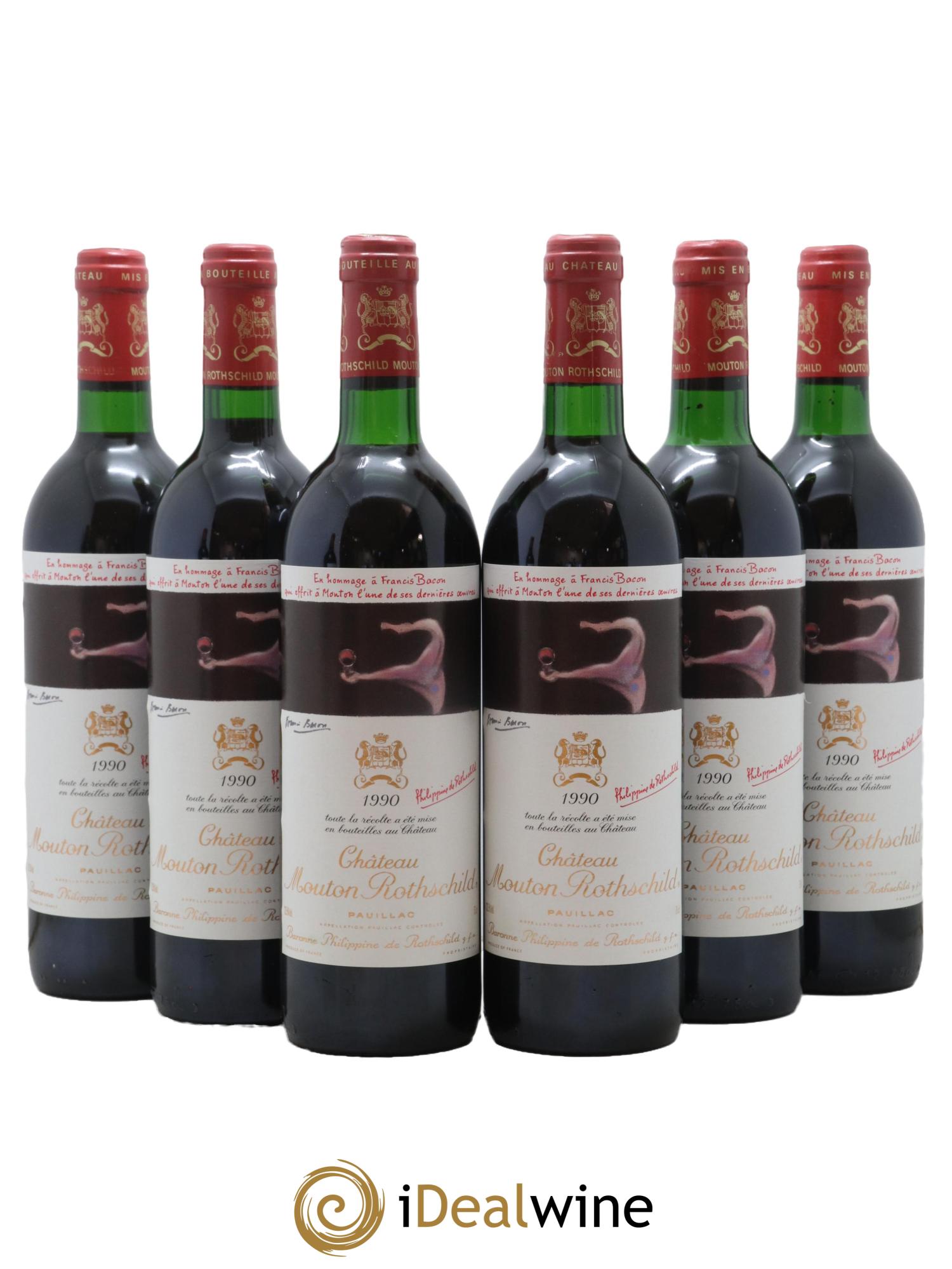 Château Mouton Rothschild 1er Grand Cru Classé 1990 - Lot de 6 bouteilles - 0