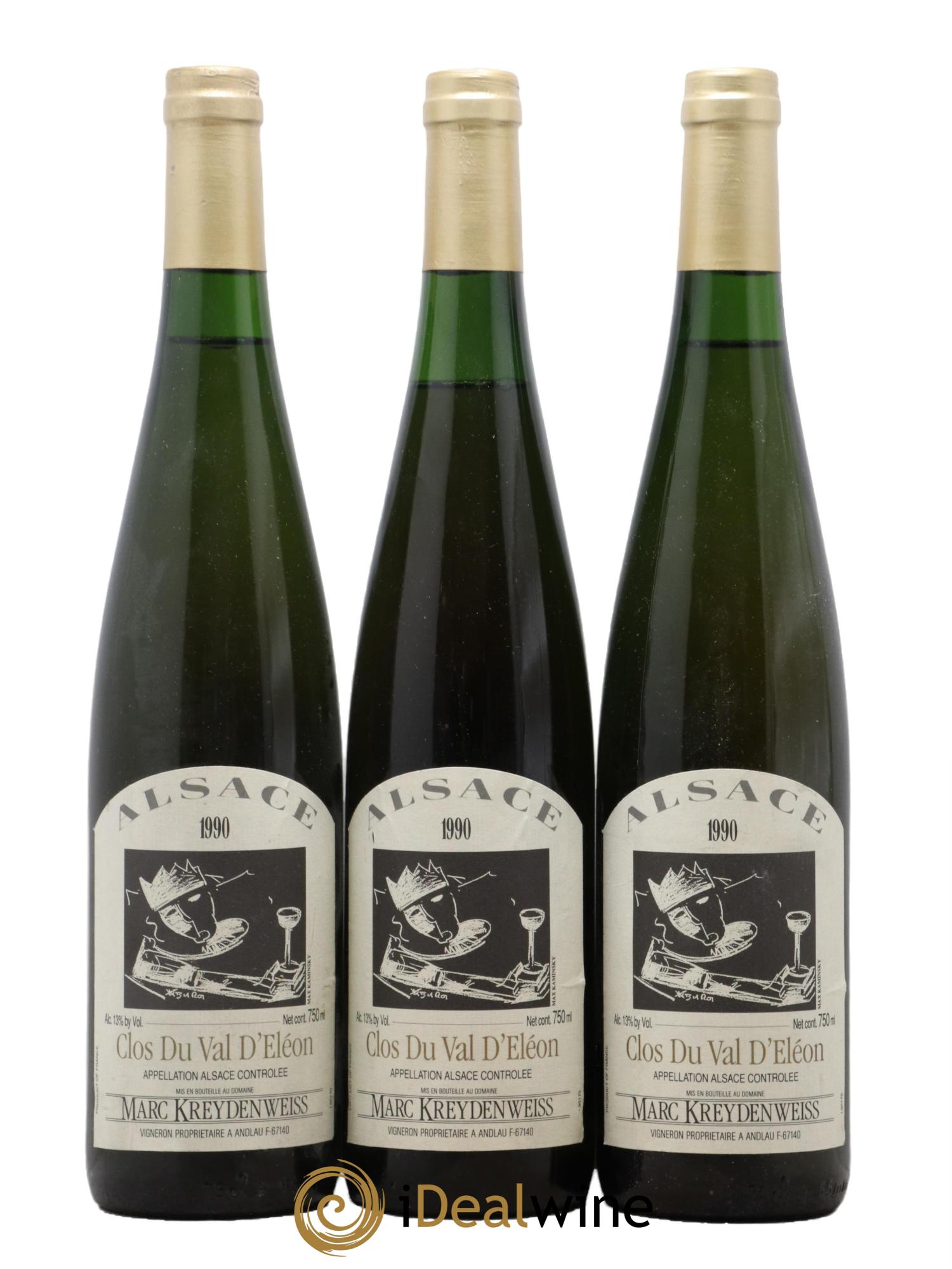 Alsace Clos du Val d'Eléon Marc Kreydenweiss 1990 - Lot de 3 bouteilles - 0