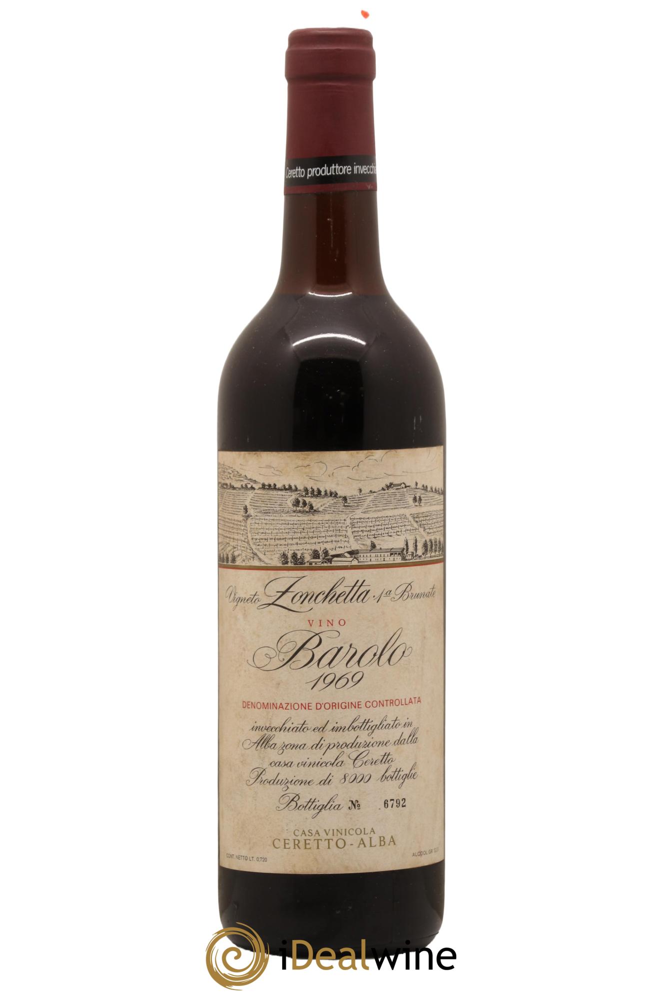 Barolo Zonchetta Brunate Ceretto 1969 - Lot de 1 bouteille - 0