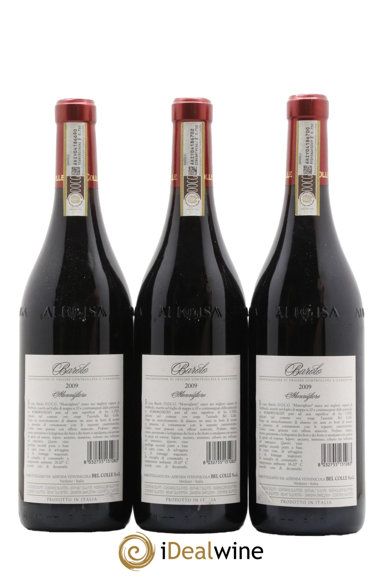Barolo Monvigliero Belcolle 2009 - Lot de 3 bouteilles - 1