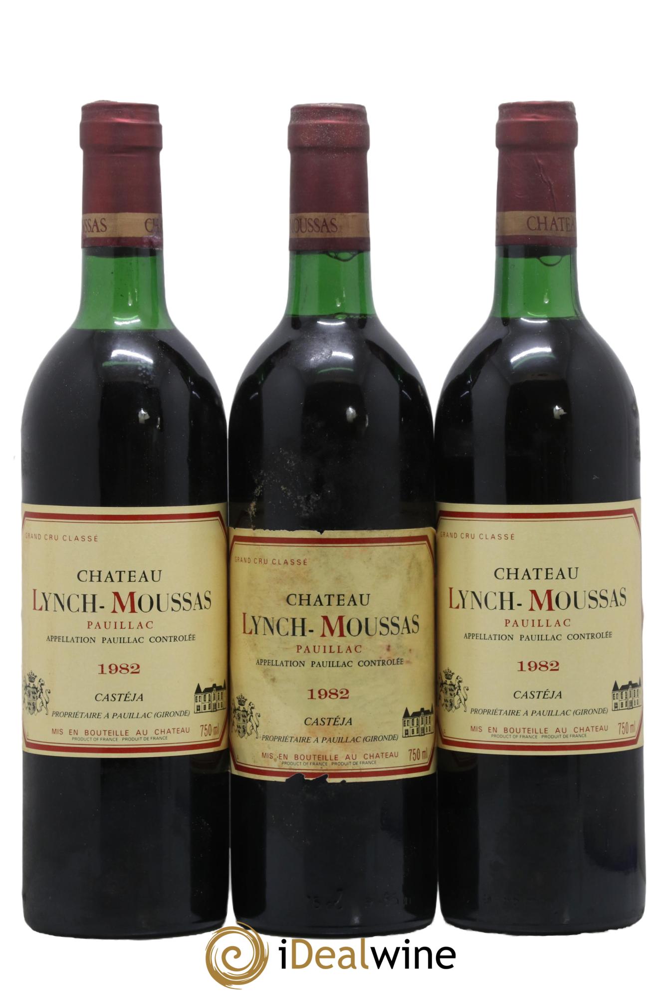 Château Lynch Moussas 5ème Grand Cru Classé 1982 - Lot de 3 bouteilles - 0
