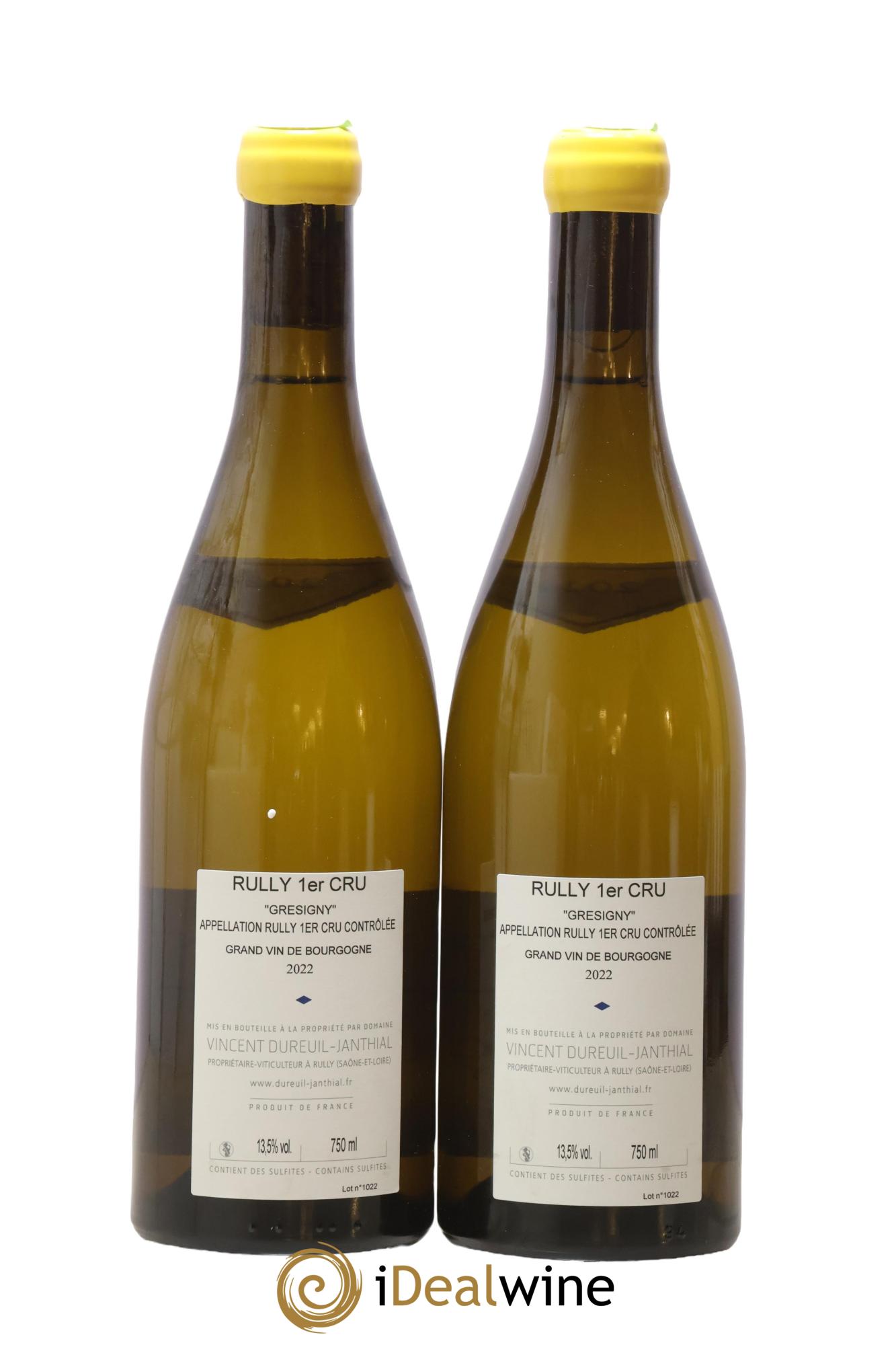 Rully 1er Cru Grésigny Vieilles Vignes Vincent Dureuil-Janthial 2022 - Lot of 2 bottles - 1