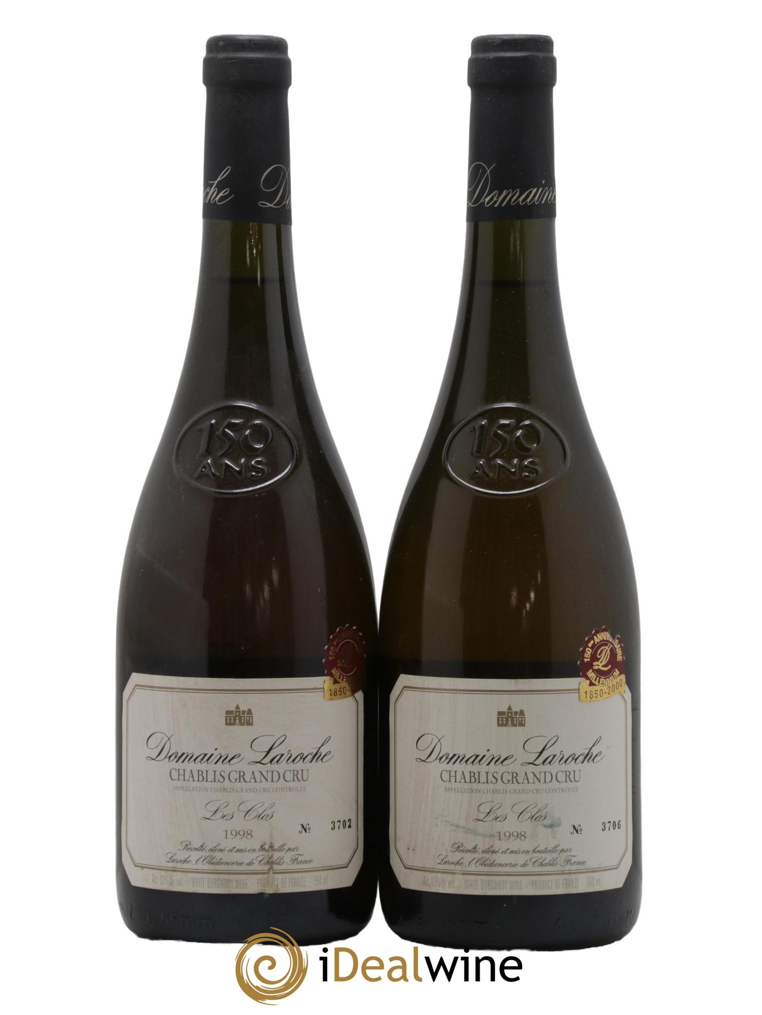 Chablis Grand Cru Les Clos Domaine Laroche 1998 - Lot de 2 bouteilles - 0