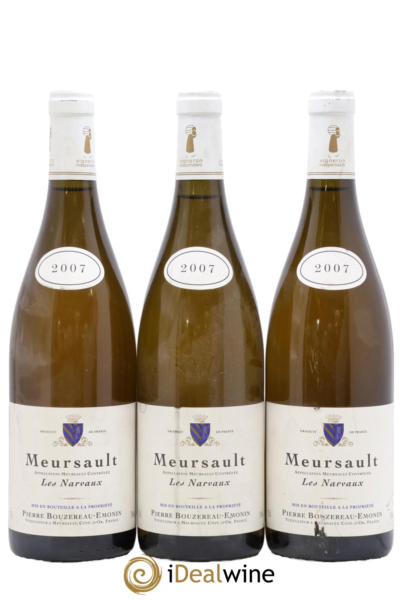 Meursault Les narvaux Pierre Bouzereau-Emonin 2007 - Lot de 3 bouteilles - 0