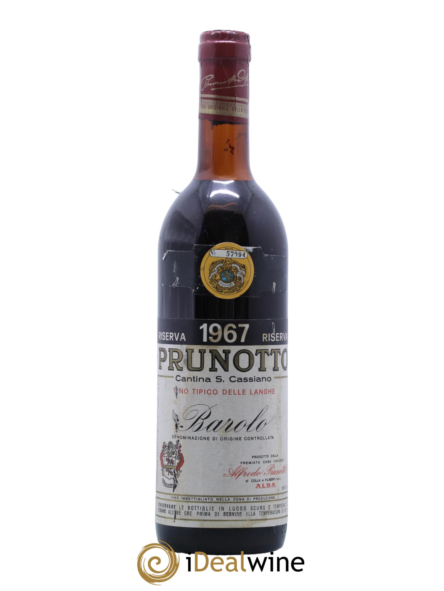 Barolo Riserva Prunotto 1967 - Lotto di 1 bottiglia - 0
