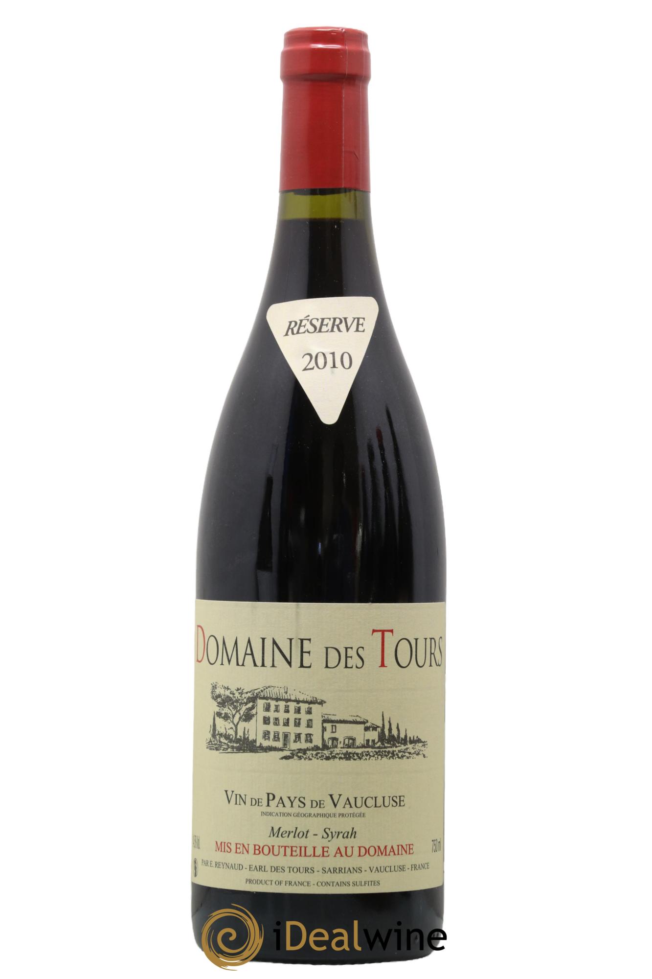 Vaucluse Domaine des Tours Merlot-Syrah Emmanuel Reynaud 2010 - Lot de 1 bouteille - 0