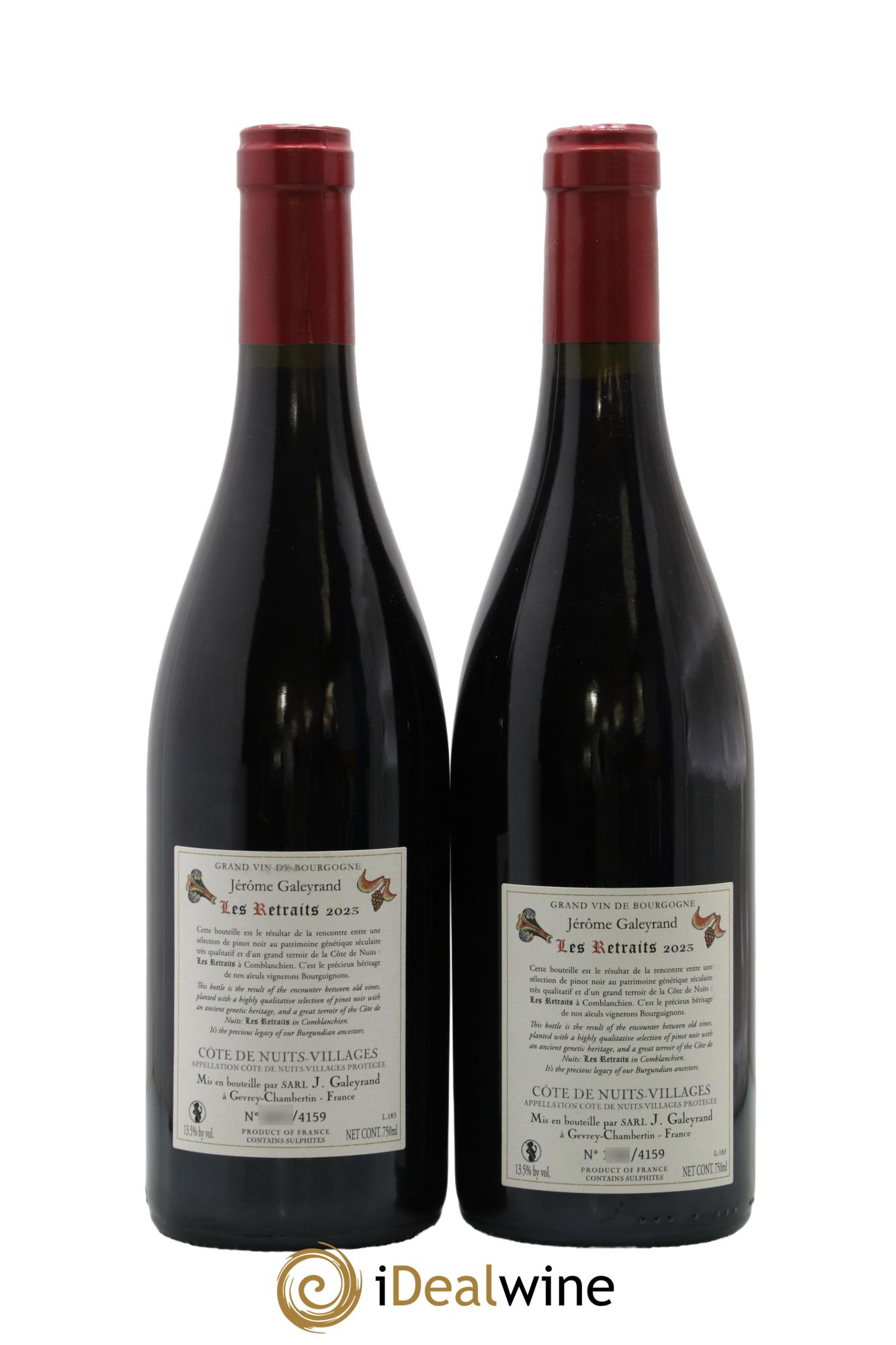 Côte de Nuits-Villages Les Retraits Jérôme Galeyrand 2023 - Lot of 2 bottles - 1