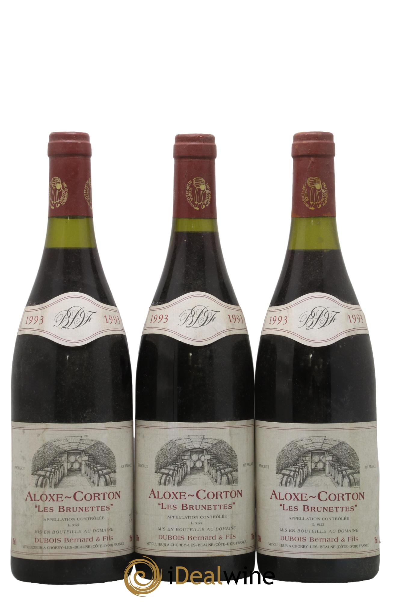 Aloxe-Corton Les Brunettes Dubois Bernard& Fils 1993 - Lot of 3 bottles - 0