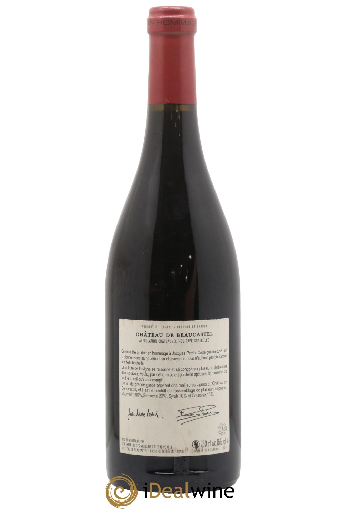 Châteauneuf-du-Pape Château de Beaucastel Hommage à Jacques Perrin Famille Perrin 2010 - Lot de 1 bouteille - 1