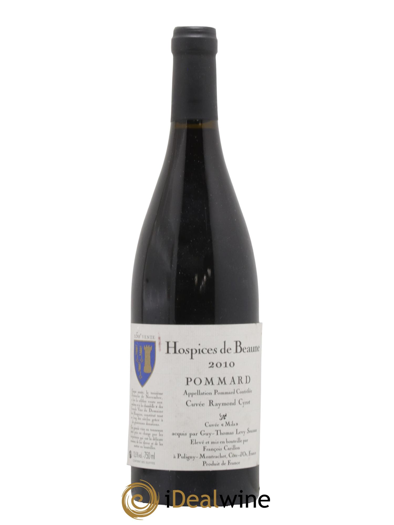 Pommard Cuvee Raymond Cyrot Domaine Francois Carillon Hospices de Beaune 2010 - Lot de 1 bouteille - 0