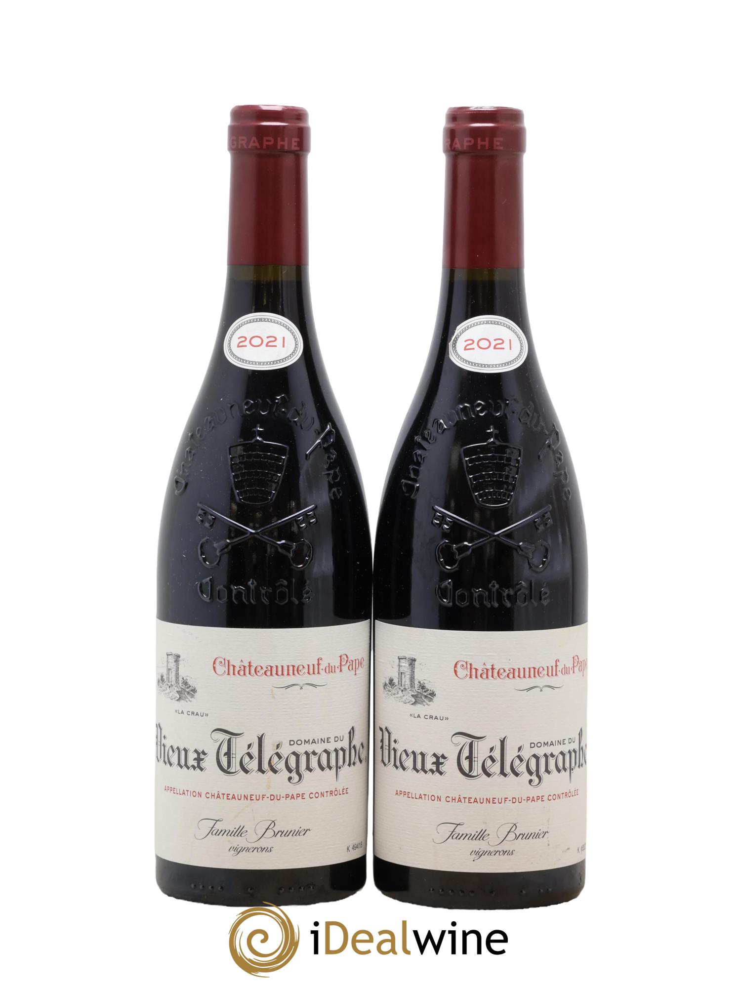 Châteauneuf-du-Pape Vieux Télégraphe (Domaine du) Vignobles Brunier 2021 - Lot of 2 bottles - 0