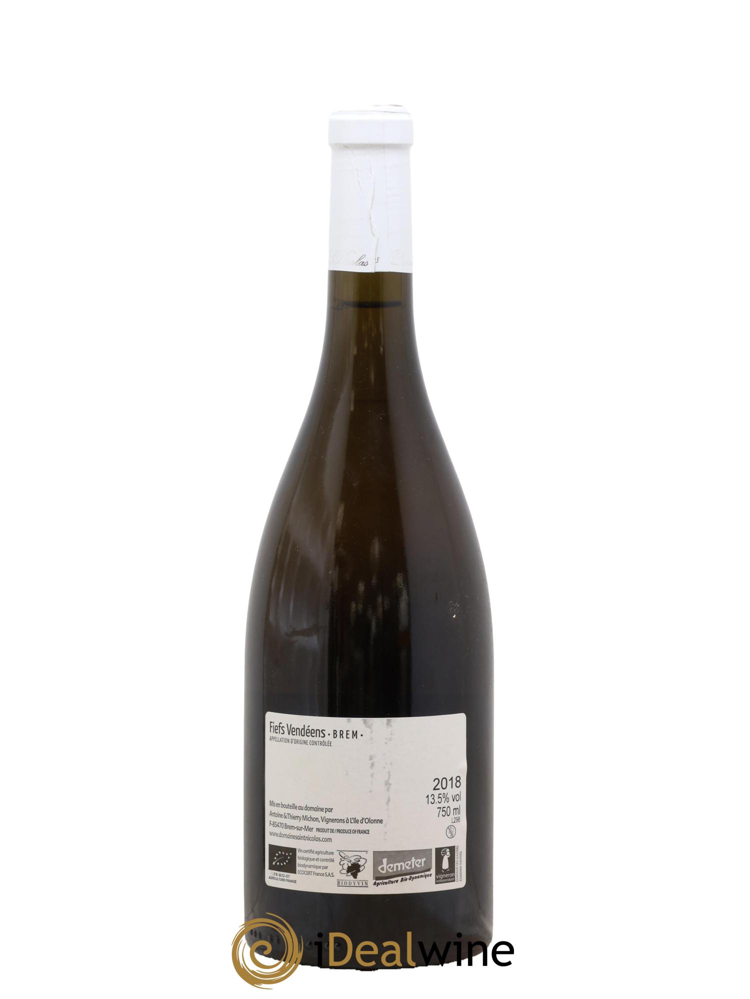 Fiefs Vendéens Brem Haut des Clous Domaine Saint Nicolas 2018 - Lot de 1 bouteille - 1