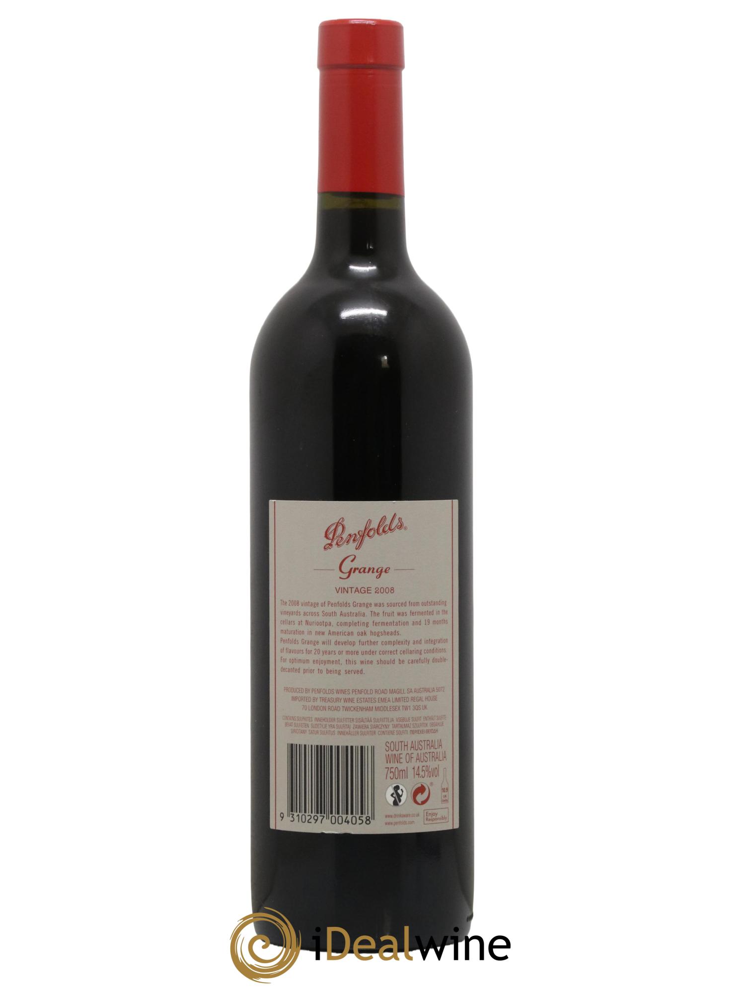 South Australia Penfolds Wines Grange 2008 - Lot de 1 bouteille - 1
