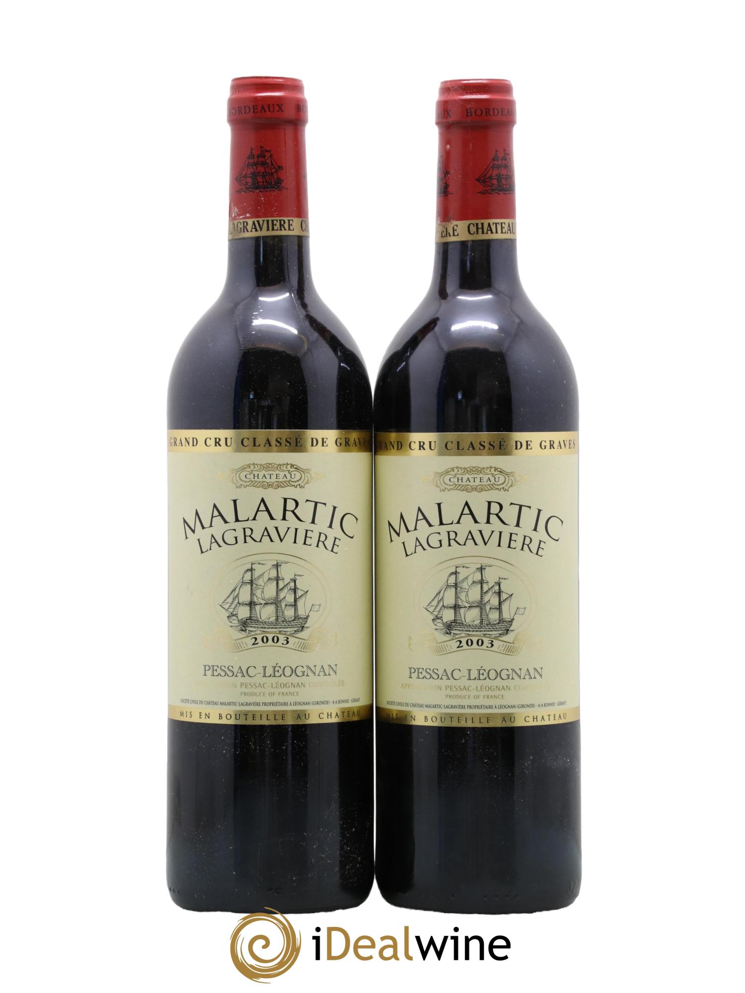 Château Malartic-Lagravière Cru Classé de Graves 2003 - Lot of 2 bottles - 0