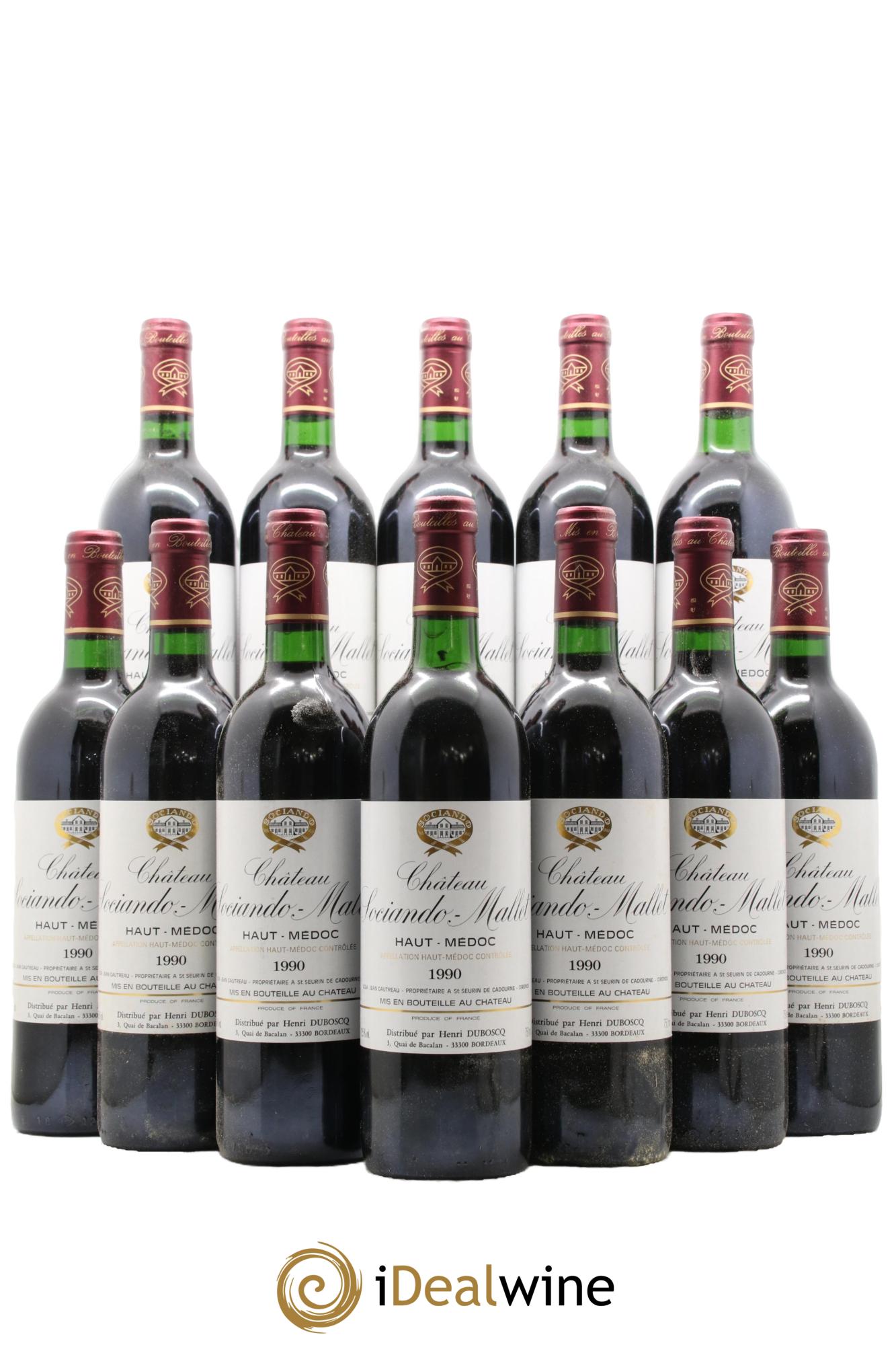 Château Sociando Mallet 1990 - Lot de 12 bouteilles - 0