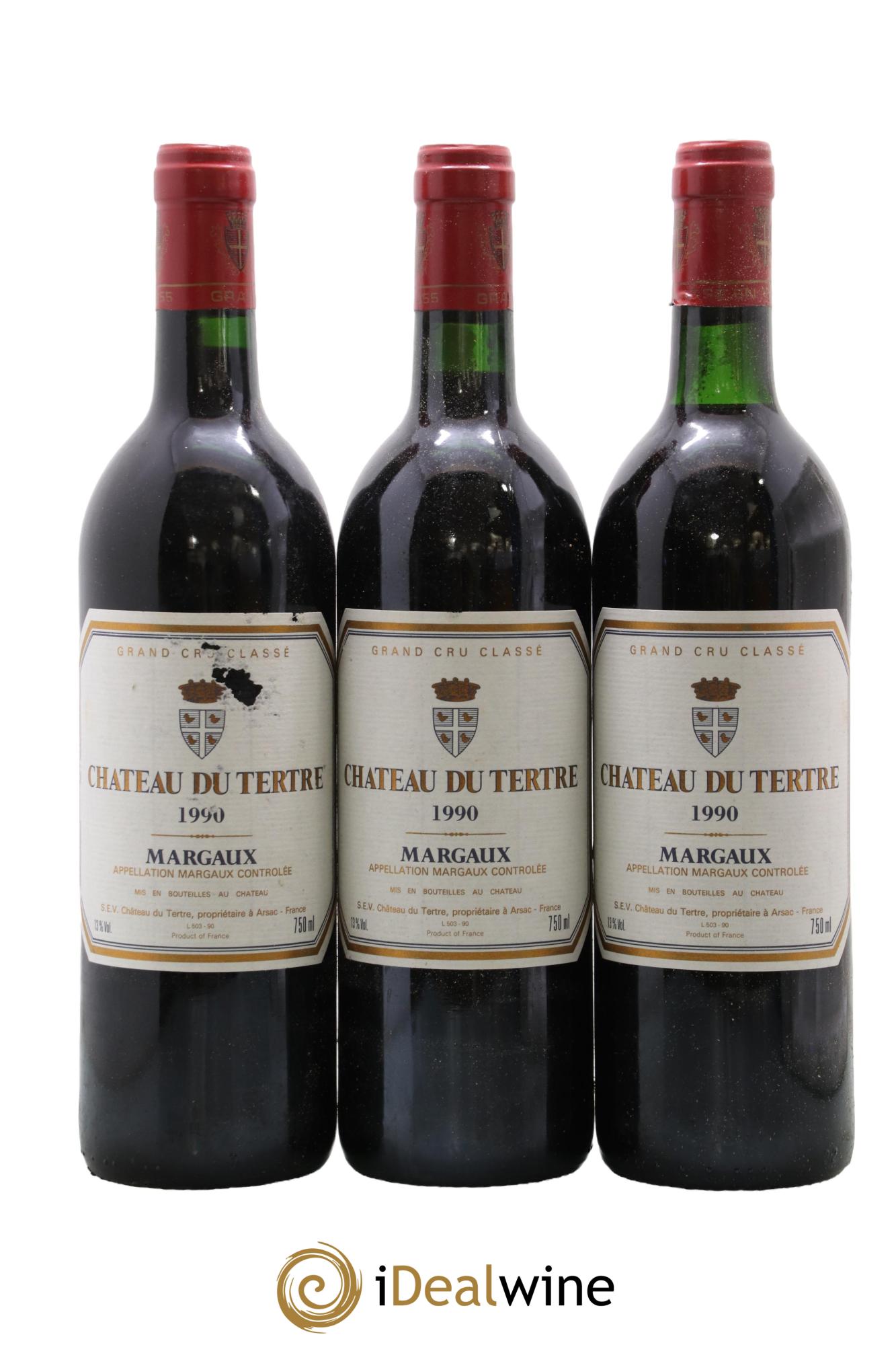 Château du Tertre 5ème Grand Cru Classé 1990 - Lot de 3 bouteilles - 0