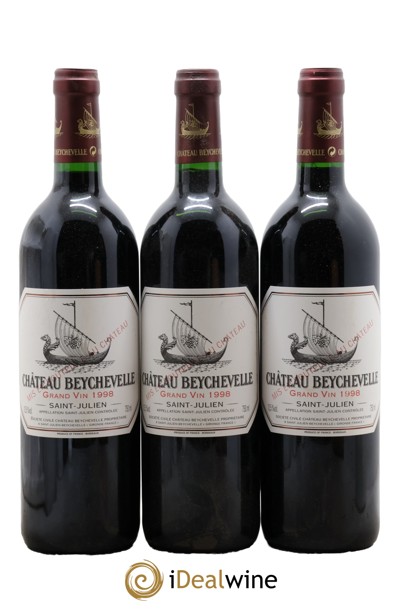 Château Beychevelle 4ème Grand Cru Classé 1998 - Lot de 3 bouteilles - 0