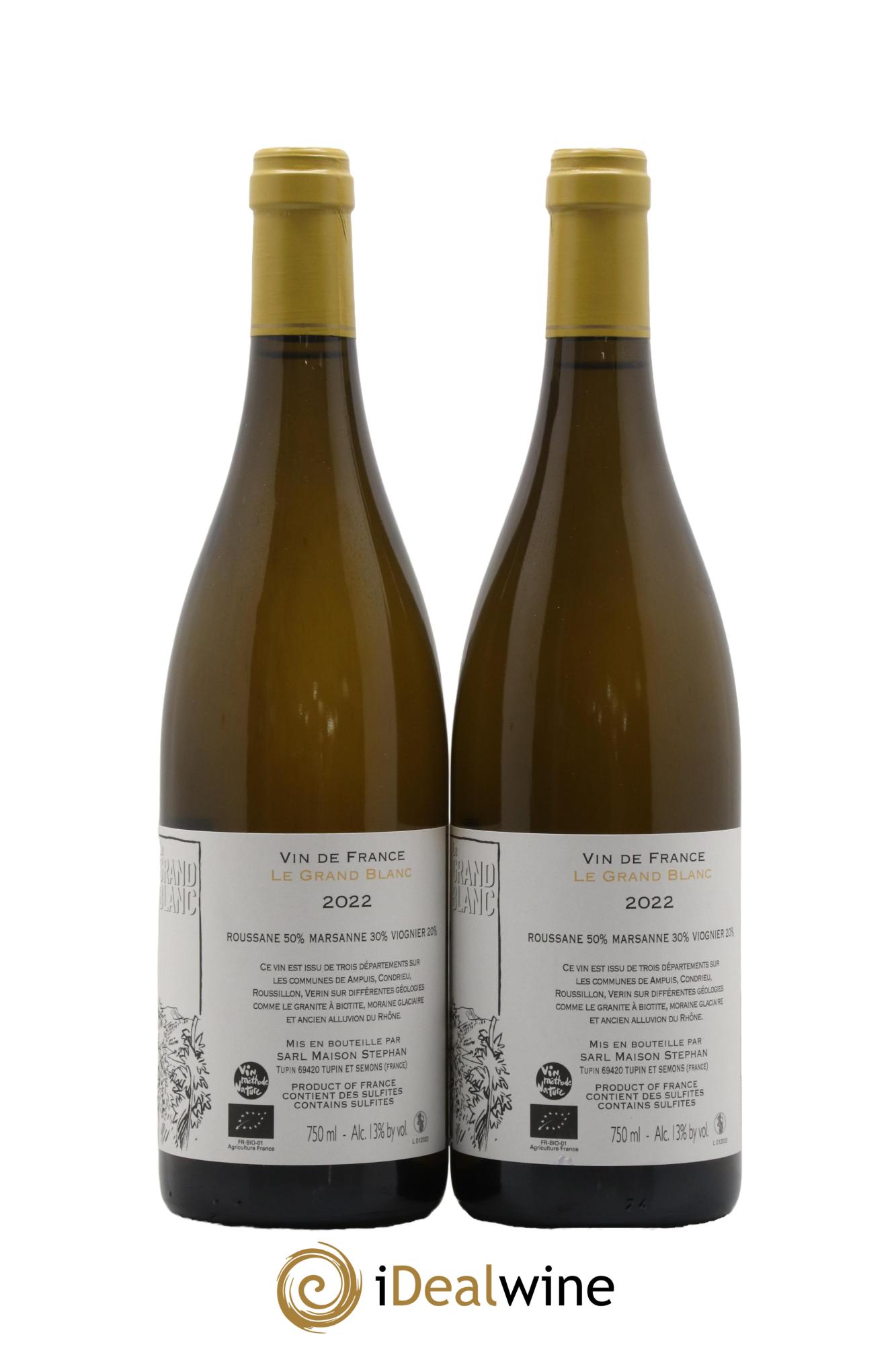 Vin de France Le Grand Blanc Jean-Michel Stephan  2022 - Lotto di 2 bottiglie - 1