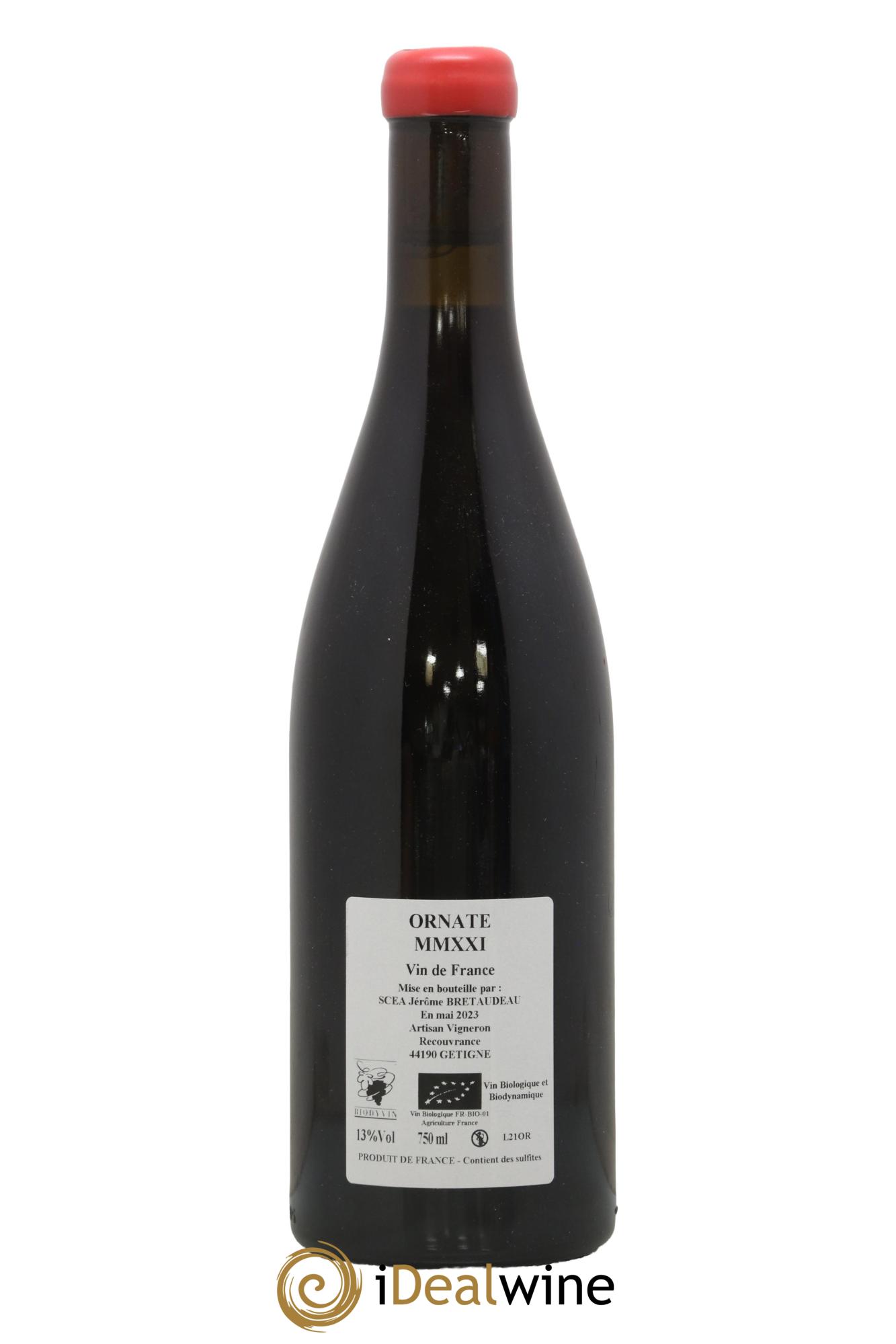 Vin de France Merlot Ornaté Jérôme Bretaudeau - Domaine de Bellevue 2021 - Lot de 1 bouteille - 1
