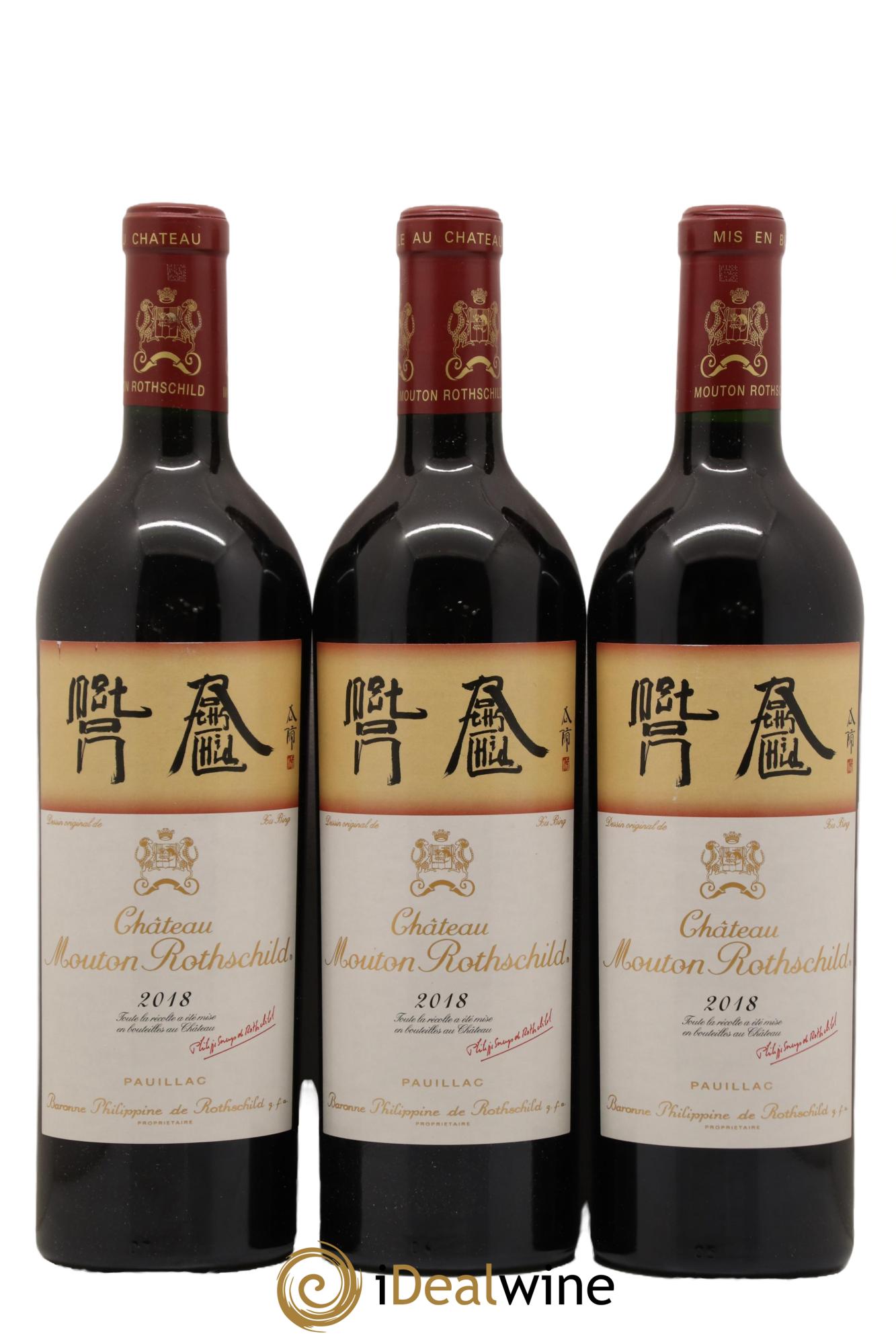 Château Mouton Rothschild 1er Grand Cru Classé 2018 - Lot de 3 bouteilles - 0