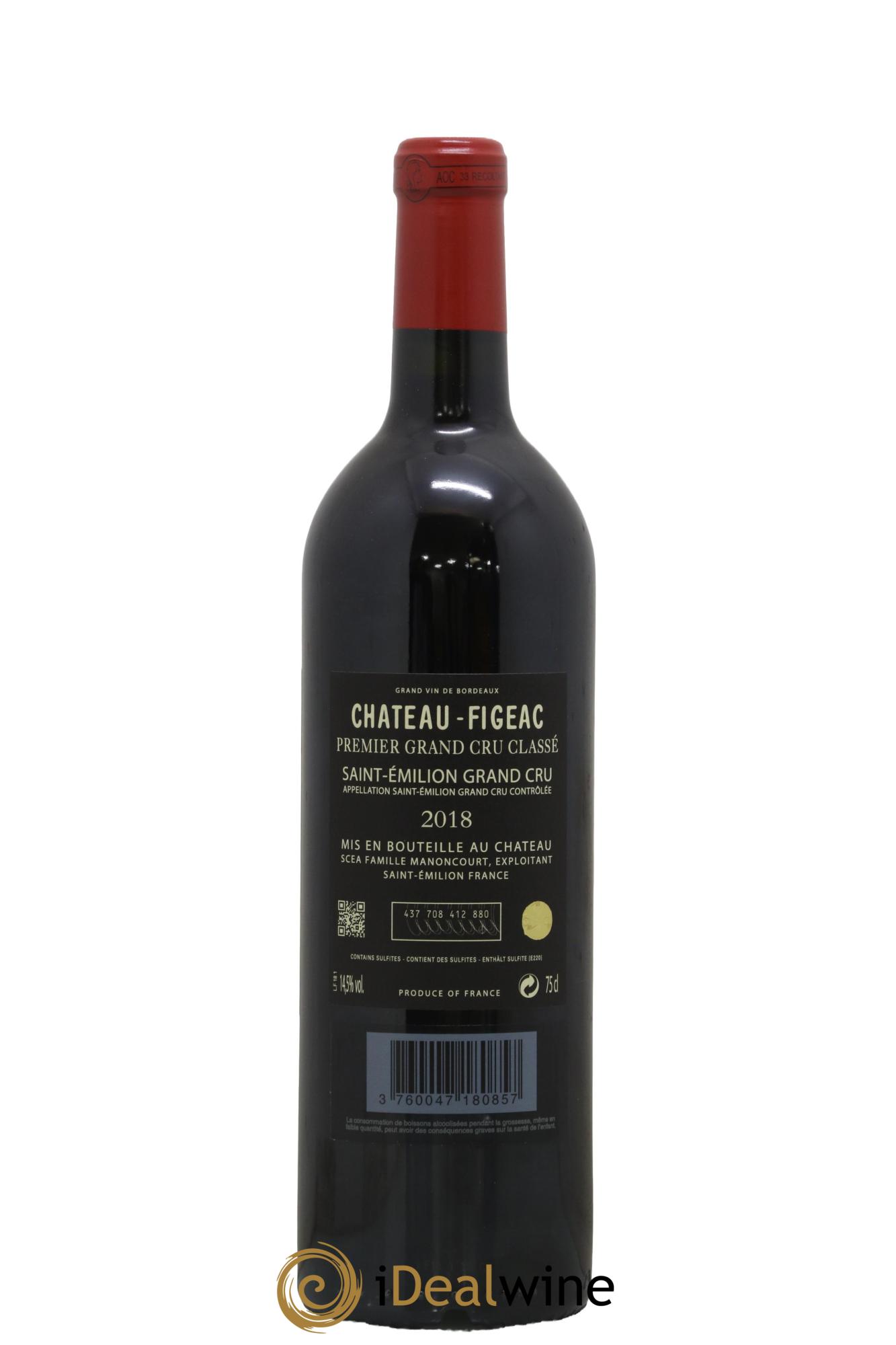 Château Figeac 1er Grand Cru Classé A 2018 - Lotto di 1 bottiglia - 2
