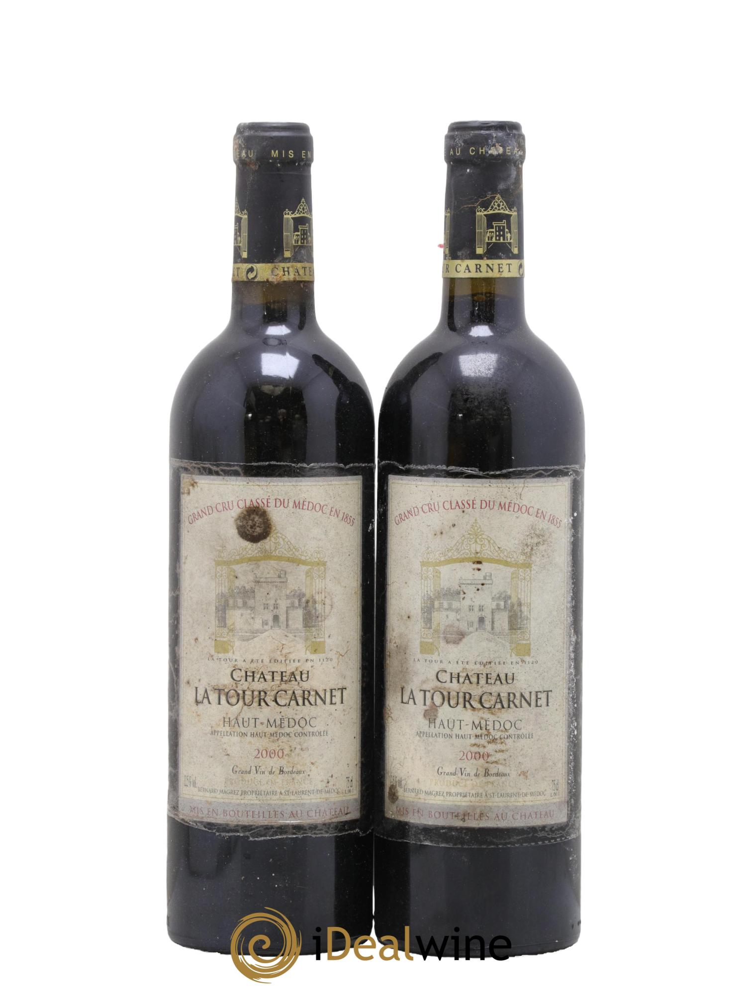 Château la Tour Carnet 4ème Grand Cru Classé 2000 - Lot de 2 bouteilles - 0