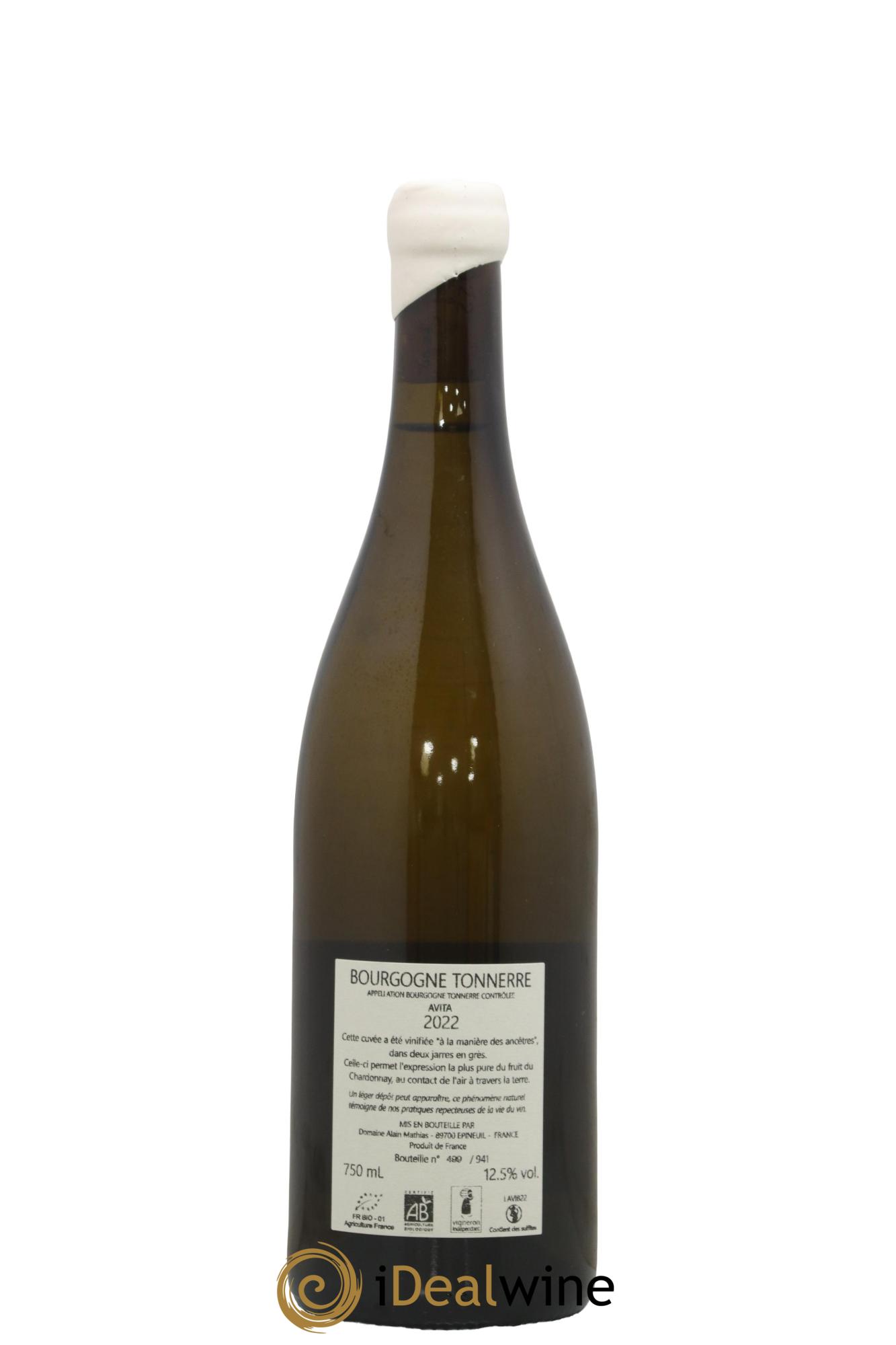Bourgogne Tonnerre Côte de Grisey Avita Domaine Alain Mathias 2022 - Lot de 1 bouteille - 1