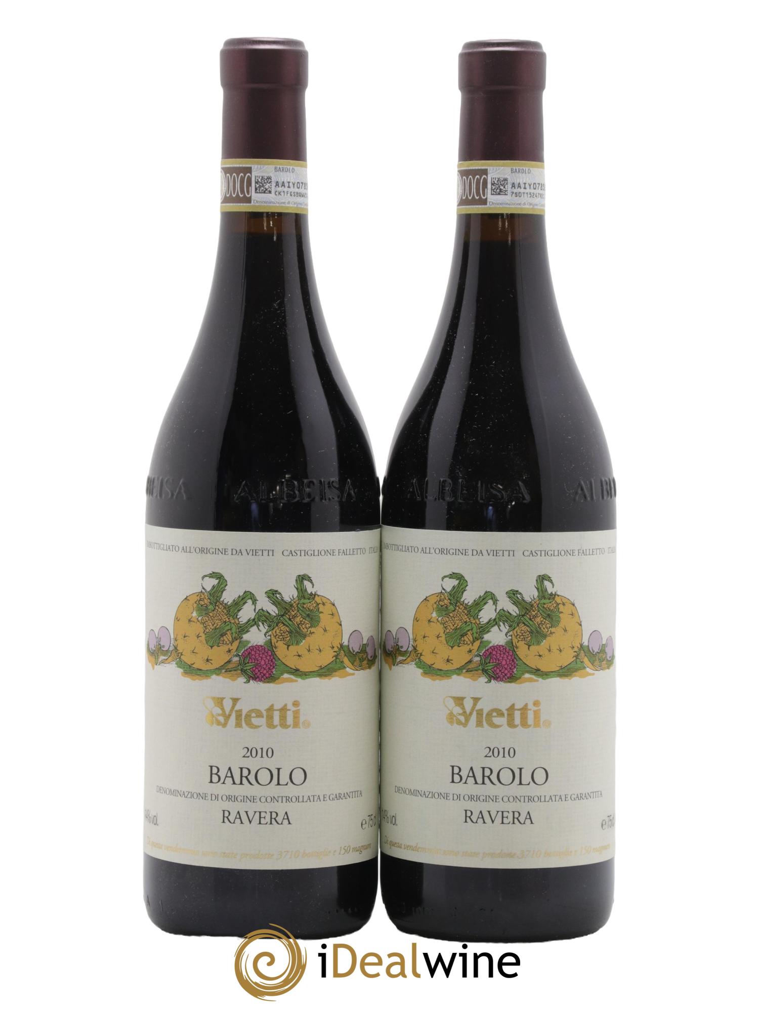 Barolo DOCG Ravera Vietti 2010 - Lot of 2 bottles - 0