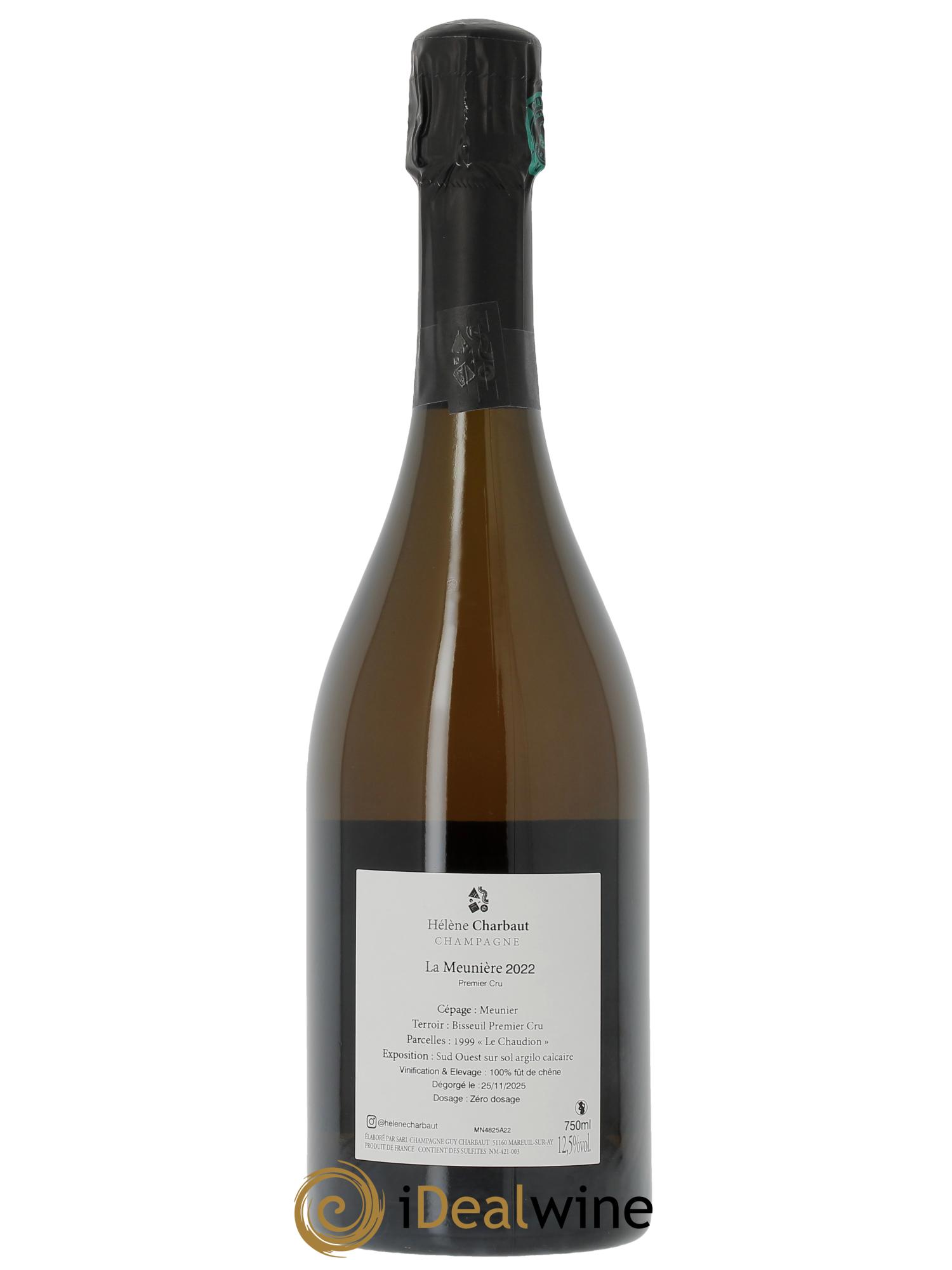 La Meunière Premier Cru Brut nature Hélène Charbaut  2022 - Lot de 1 bouteille - 1