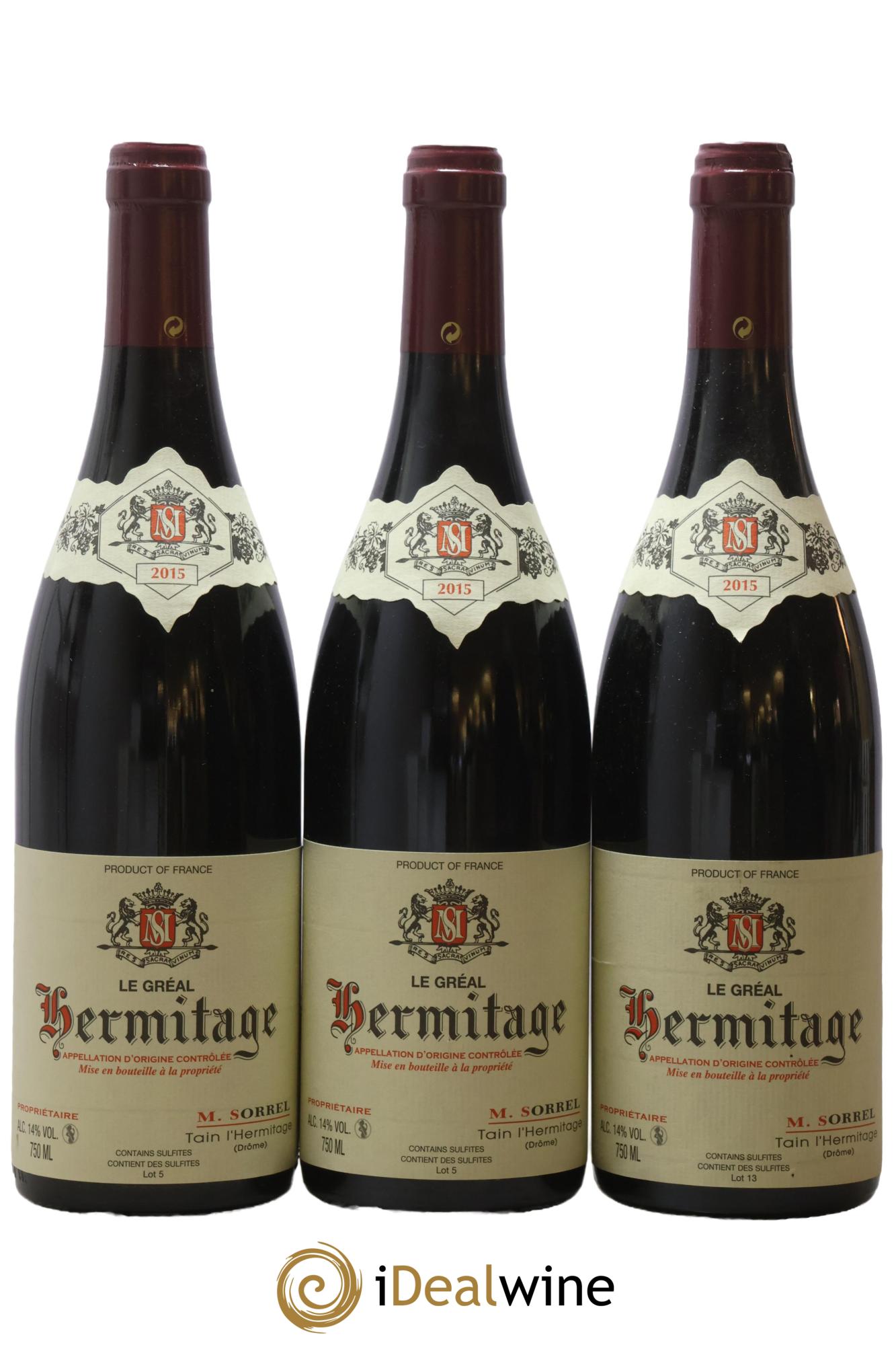 Hermitage Le Gréal Marc Sorrel  2015 - Lot de 3 bouteilles - 0